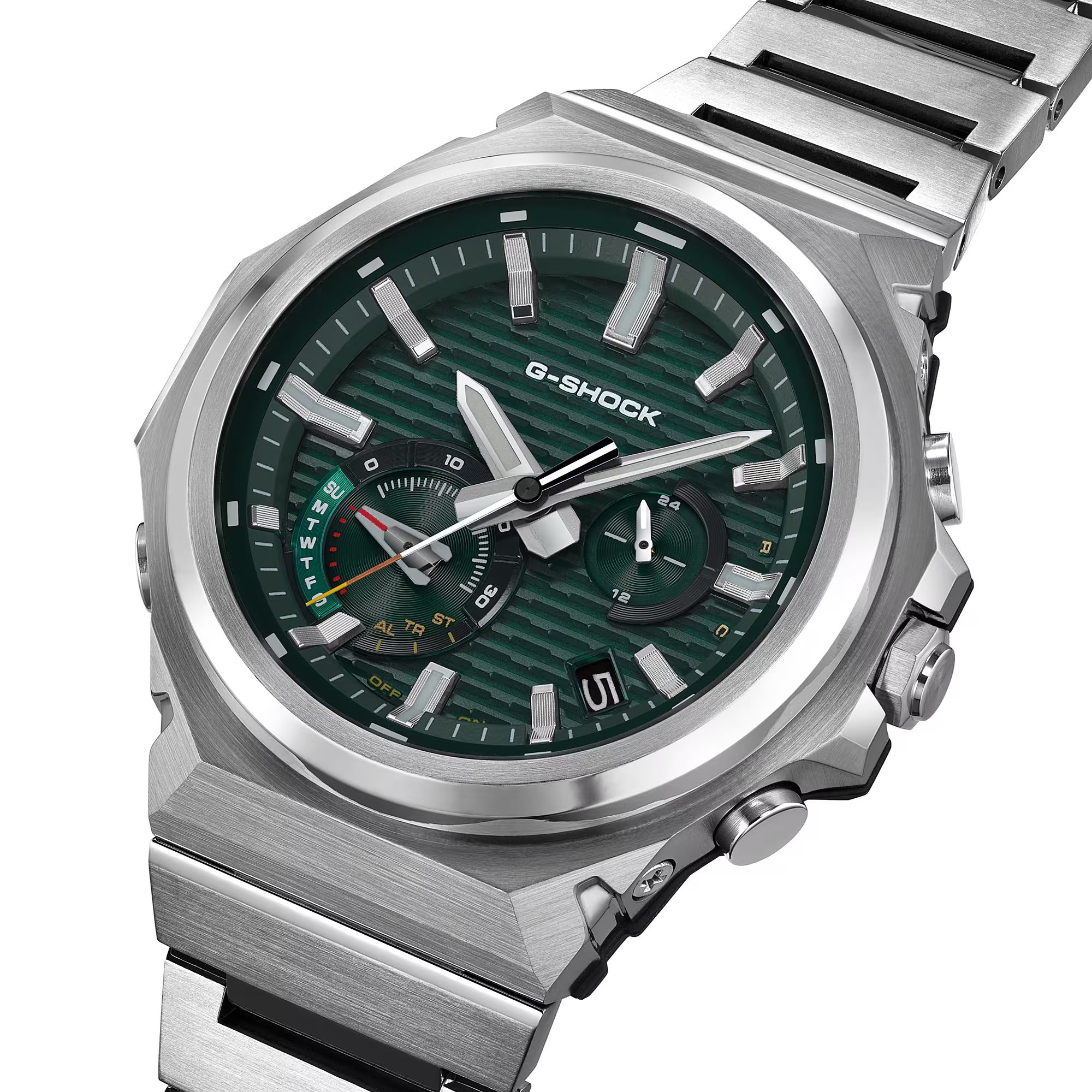 Men's Casio G-Shock G-Steel GST-B1000 Series Green Dial Stainless Steel Watch GSTB1000D-3A