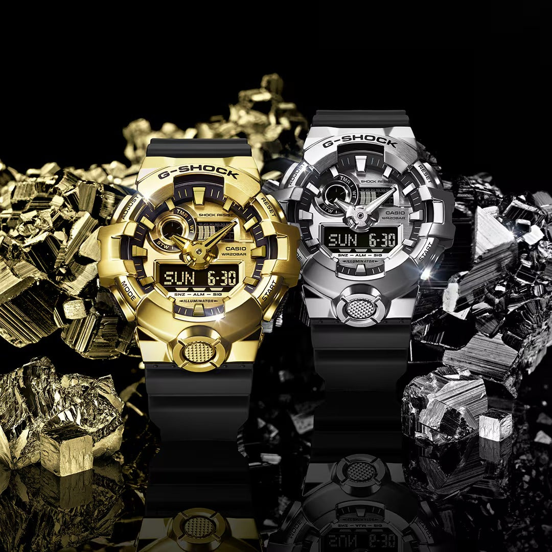 Casio G-Shock G-Steel Analog-Digital Gold-Tone Black Resin Strap Watch - GM700G-9A