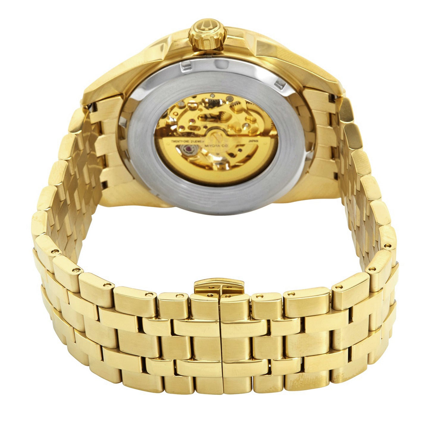 Men's Bulova Sutton Automatic Gold-Tone Watch with Gold-Tone Skeleton Dial (Model: 97A162)