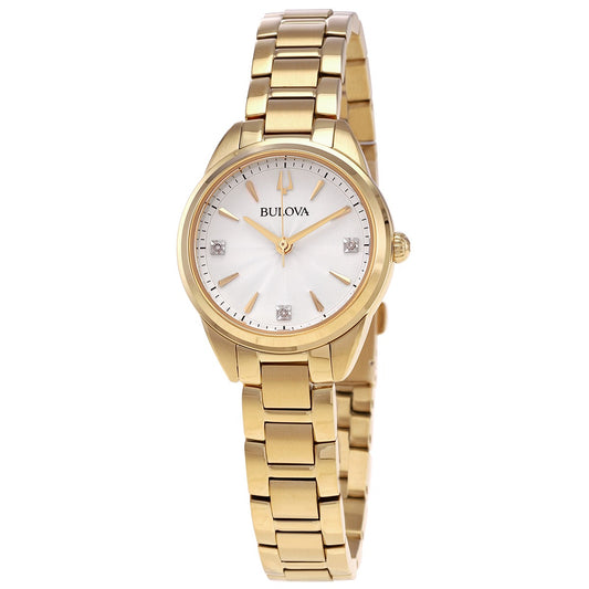 Ladies' Bulova Classic Sutton Diamond-Accent Gold-Tone Bracelet Watch | 28mm | 97P150