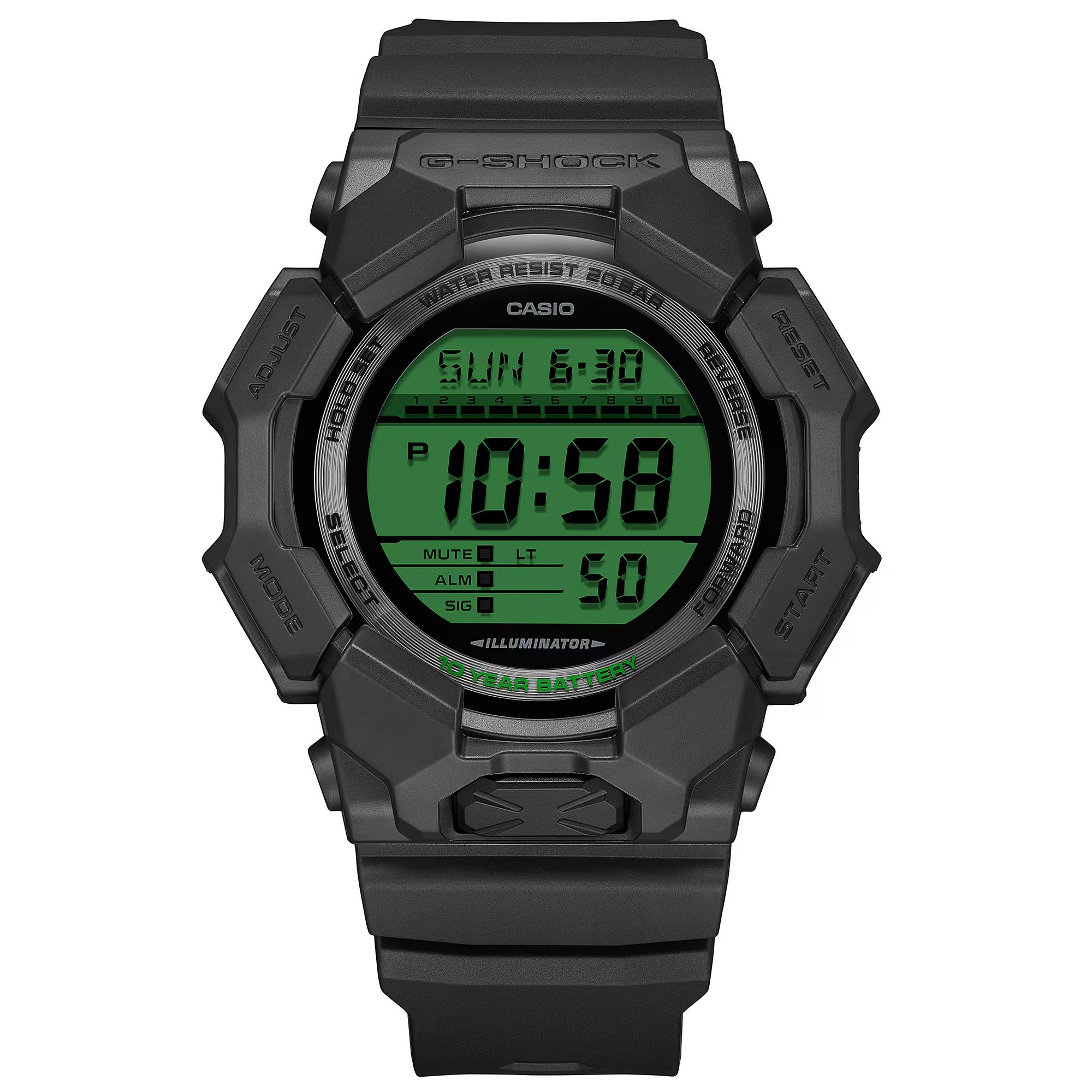Casio G-Shock Digital Elector Green Black Resin Strap Watch - GD010BEG-1