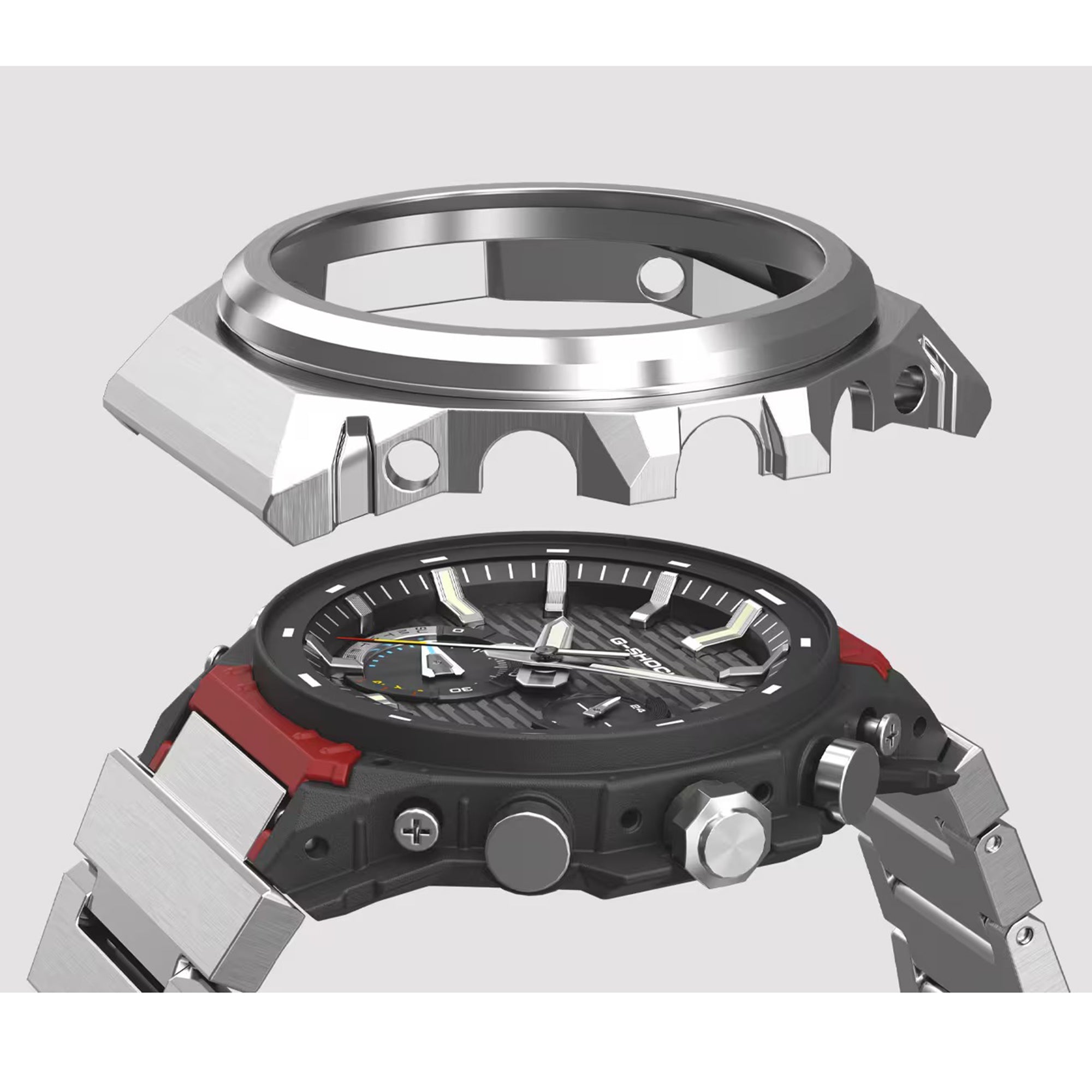 Men's Casio G-Shock G-Steel GST-B1000 Series Green Dial Stainless Steel Watch GSTB1000D-3A