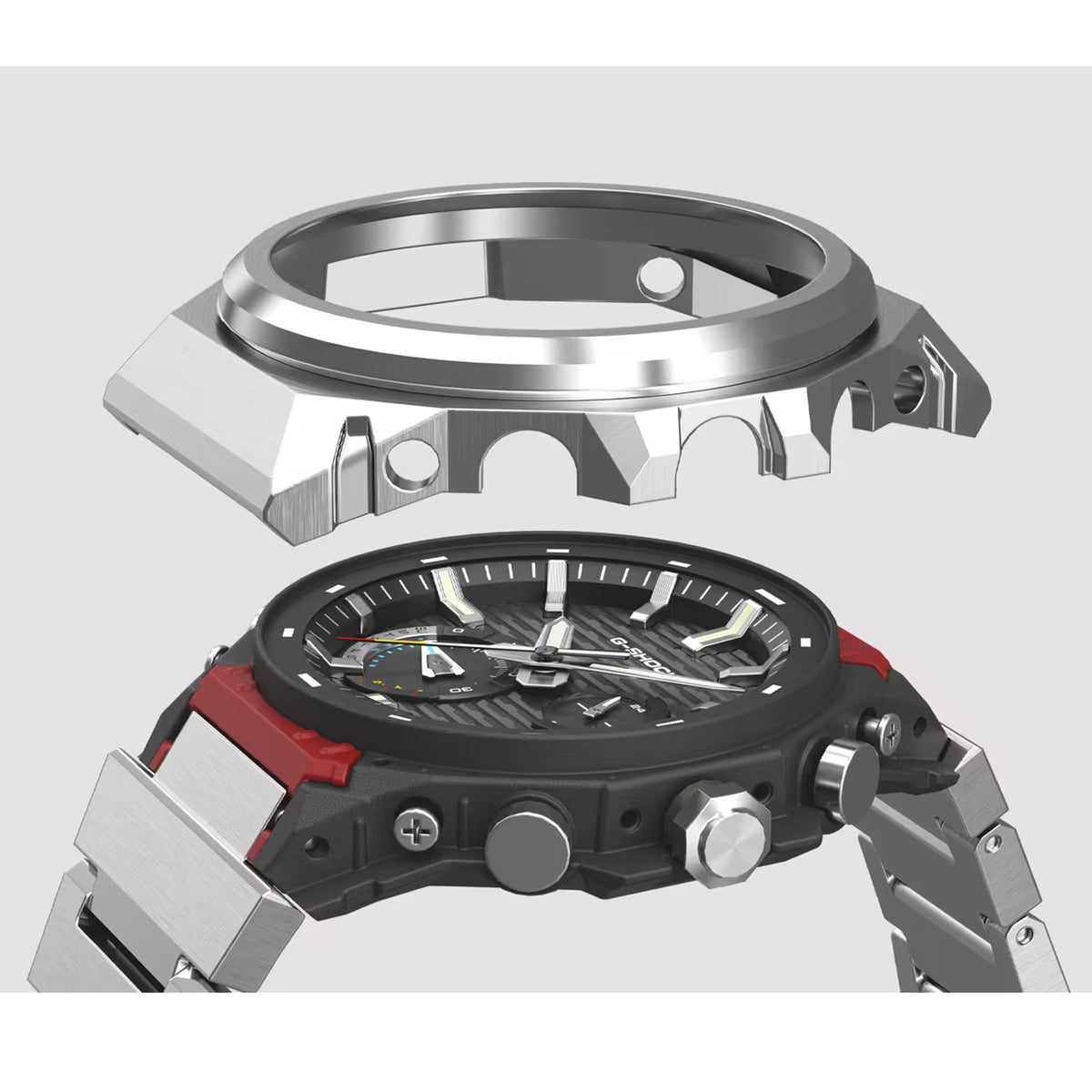 Men's Casio G-Shock G-Steel GST-B1000 Series Green Dial Stainless Steel Watch GSTB1000D-3A