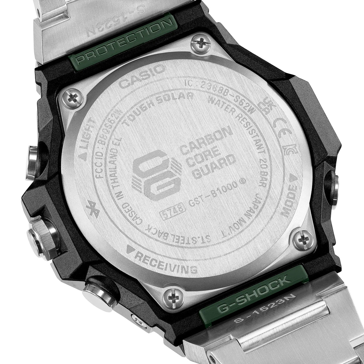 Men's Casio G-Shock G-Steel GST-B1000 Series Green Dial Stainless Steel Watch GSTB1000D-3A