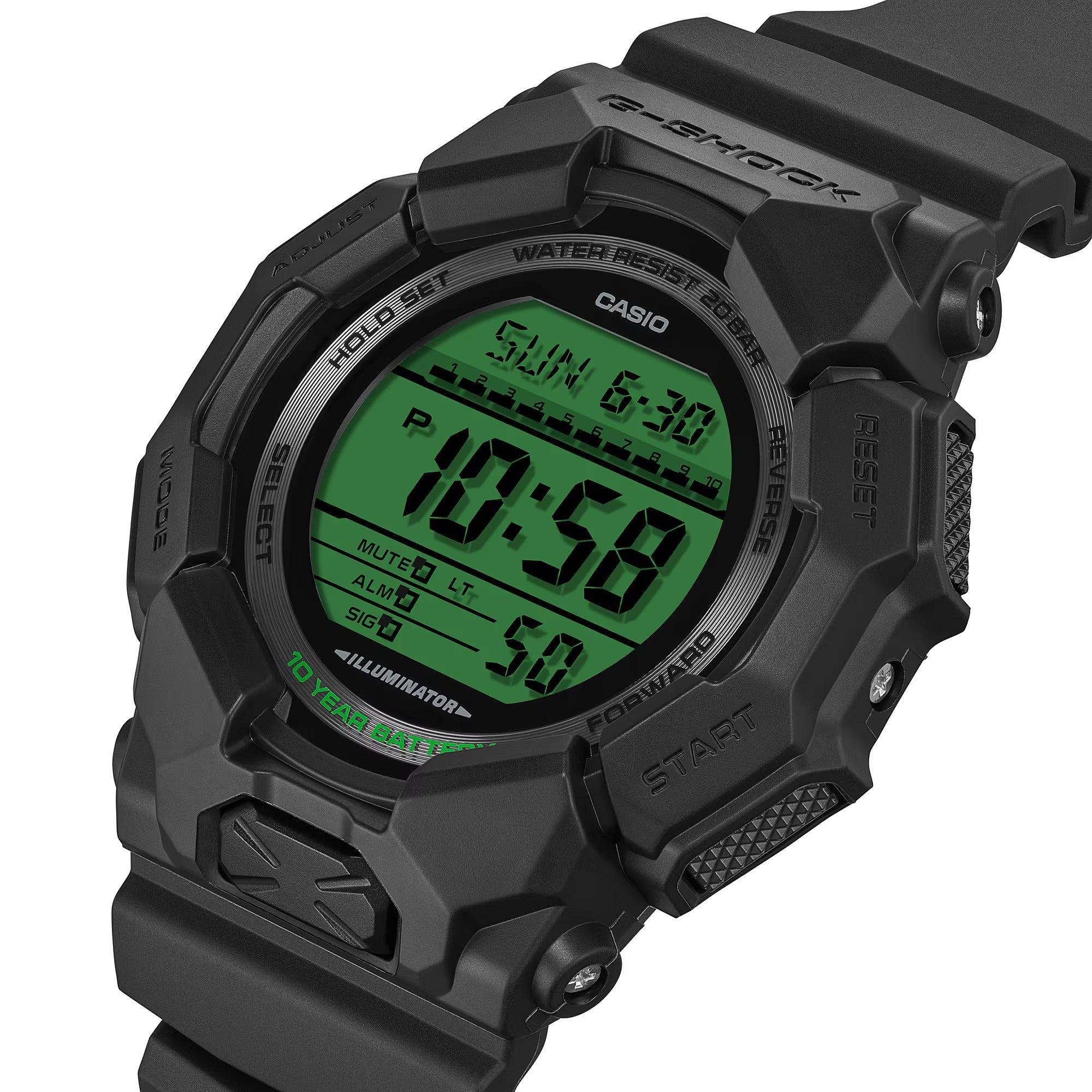 Casio G-Shock Digital Elector Green Black Resin Strap Watch - GD010BEG-1