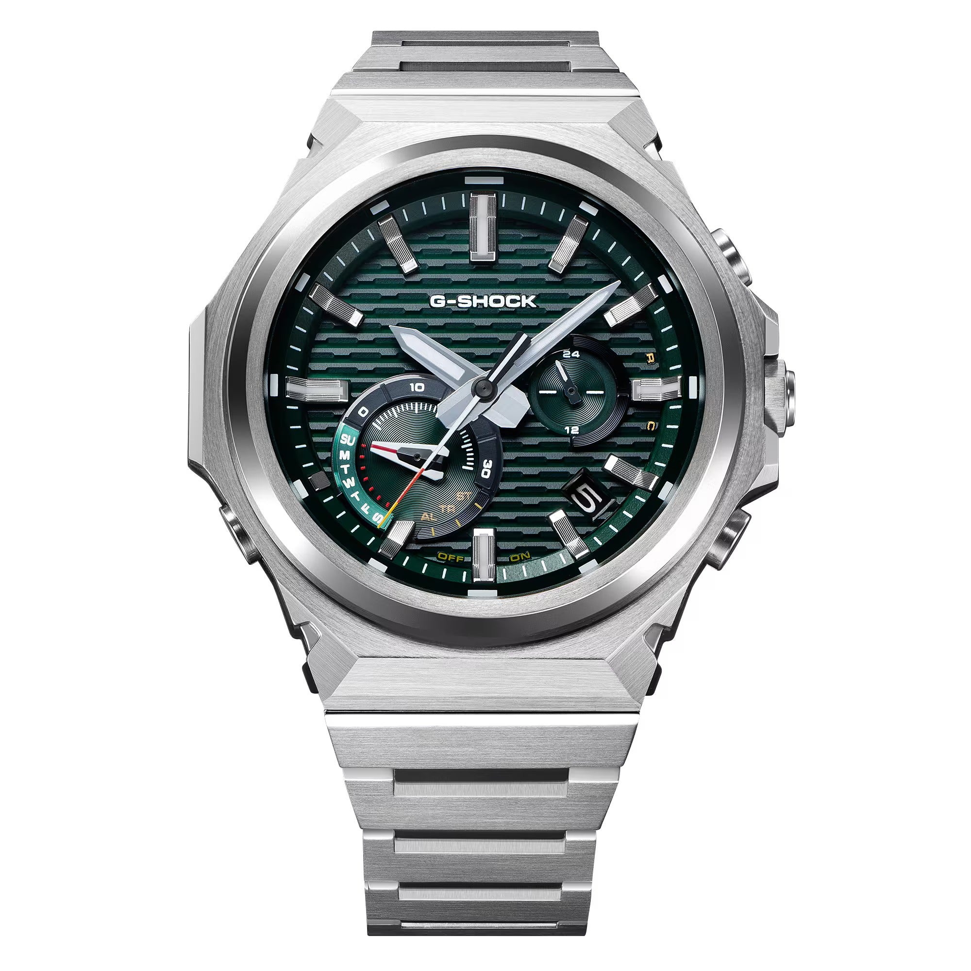 Men's Casio G-Shock G-Steel GST-B1000 Series Green Dial Stainless Steel Watch GSTB1000D-3A