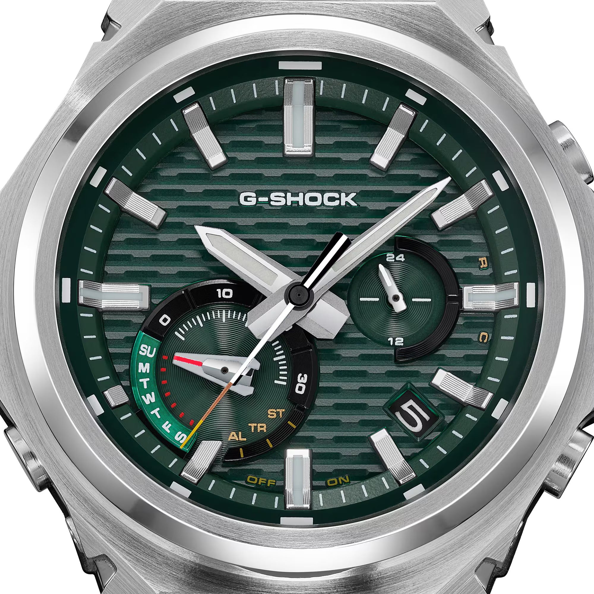 Men's Casio G-Shock G-Steel GST-B1000 Series Green Dial Stainless Steel Watch GSTB1000D-3A