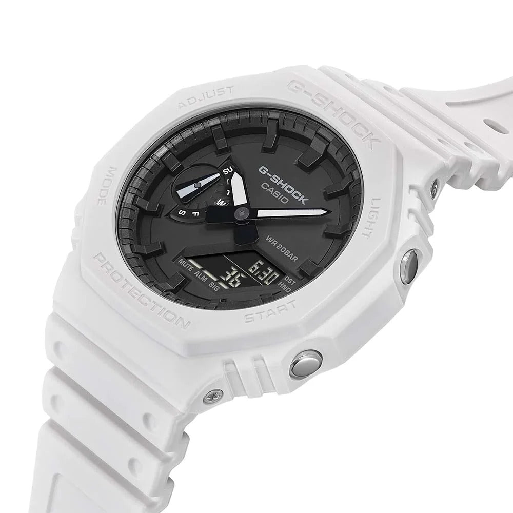 Casio G-Shock Analog/Digital White Resin Black Dial Watch GA-2100-7A