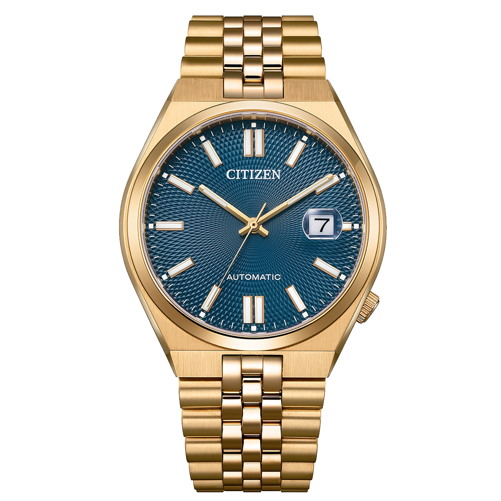 Men’s Citizen® Tsuyosa Rose-Tone IP Automatic Watch with Blue Dial (Model: NK0023-57L)