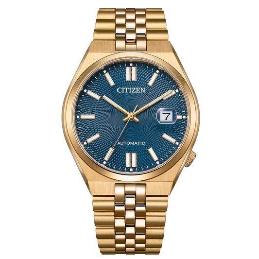 Men’s Citizen® Tsuyosa Rose-Tone IP Automatic Watch with Blue Dial (Model: NK0023-57L)