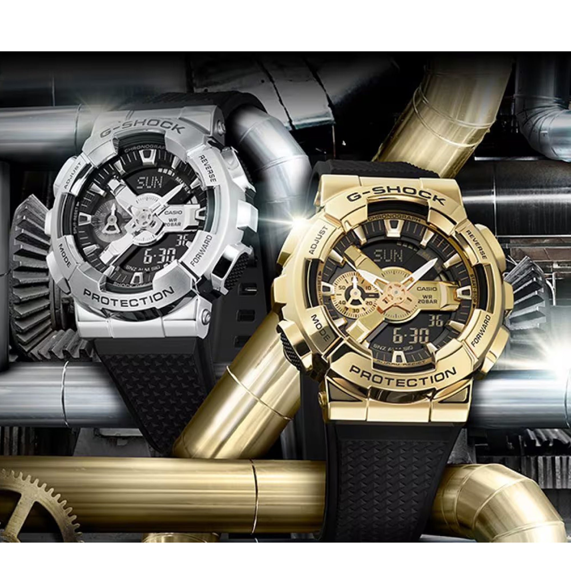 Men's Casio G-Shock Analog-Digital Stainless Steel Bezel Watch GM110-1A