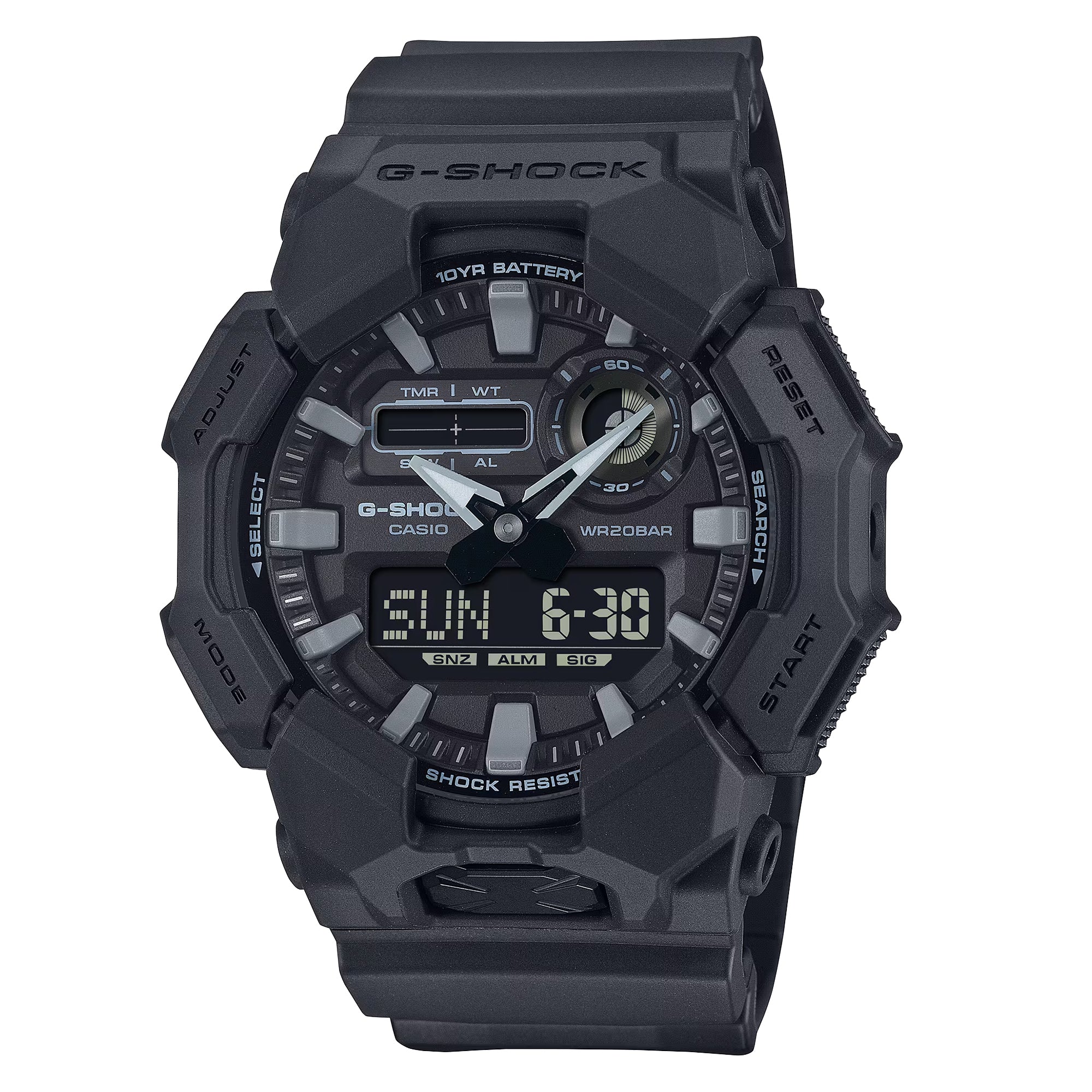 Casio Men's Watch - G-Shock Chrono Black Analog-Digital Dial Resin Strap | GA010-1A1