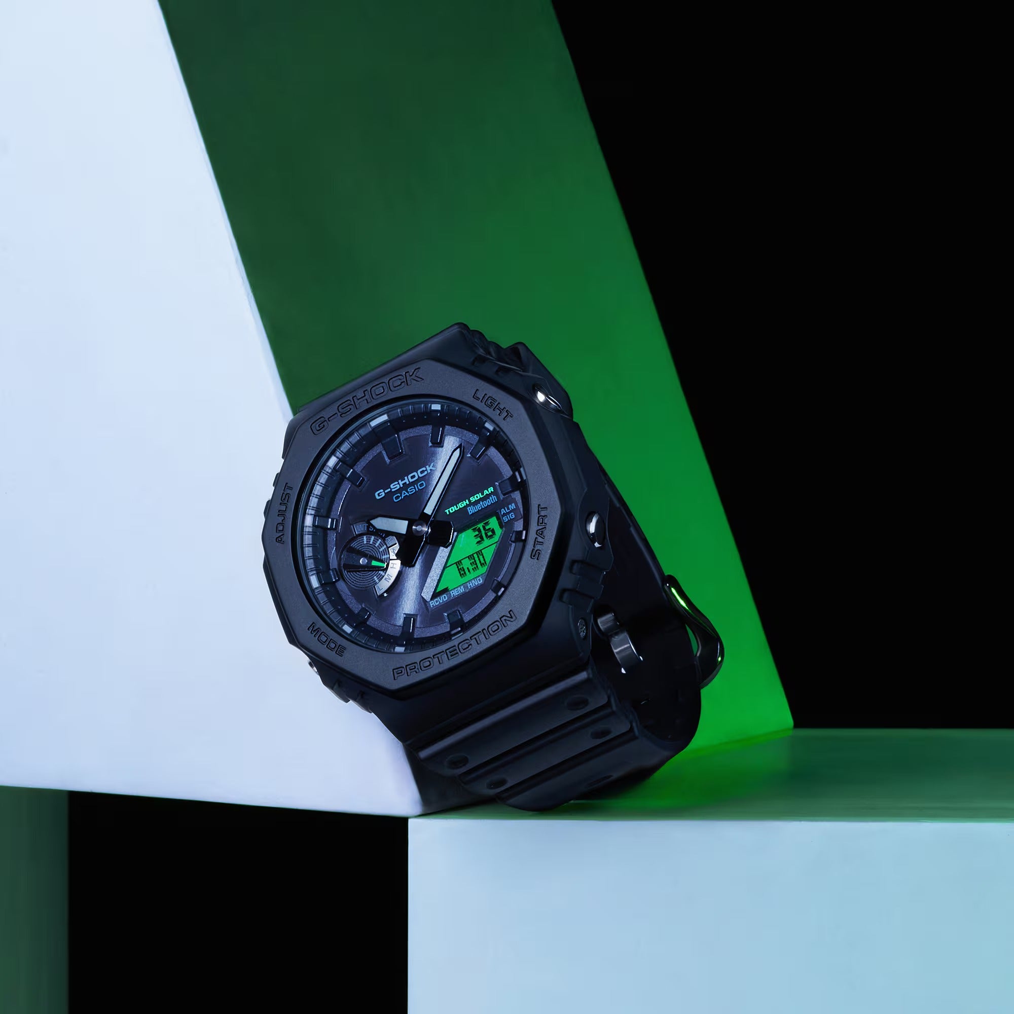Casio G-Shock Analog-Digital Electro Green and Black Resin Tough Solar Connected Watch - GAB2100BEG-1A