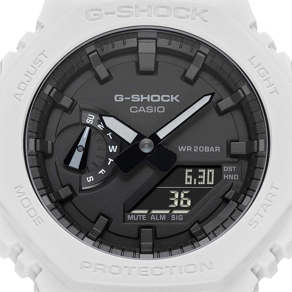 Casio G-Shock Analog/Digital White Resin Black Dial Watch GA-2100-7A