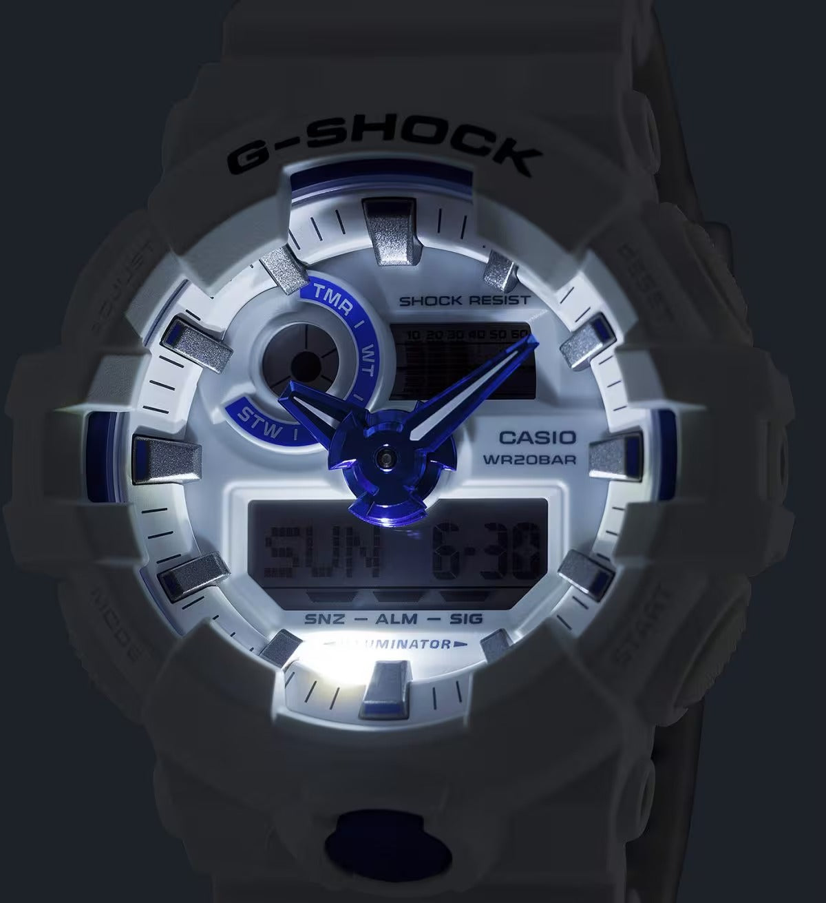 Casio G-Shock GA700HDS-7A Analog-Digital White Blue Watch