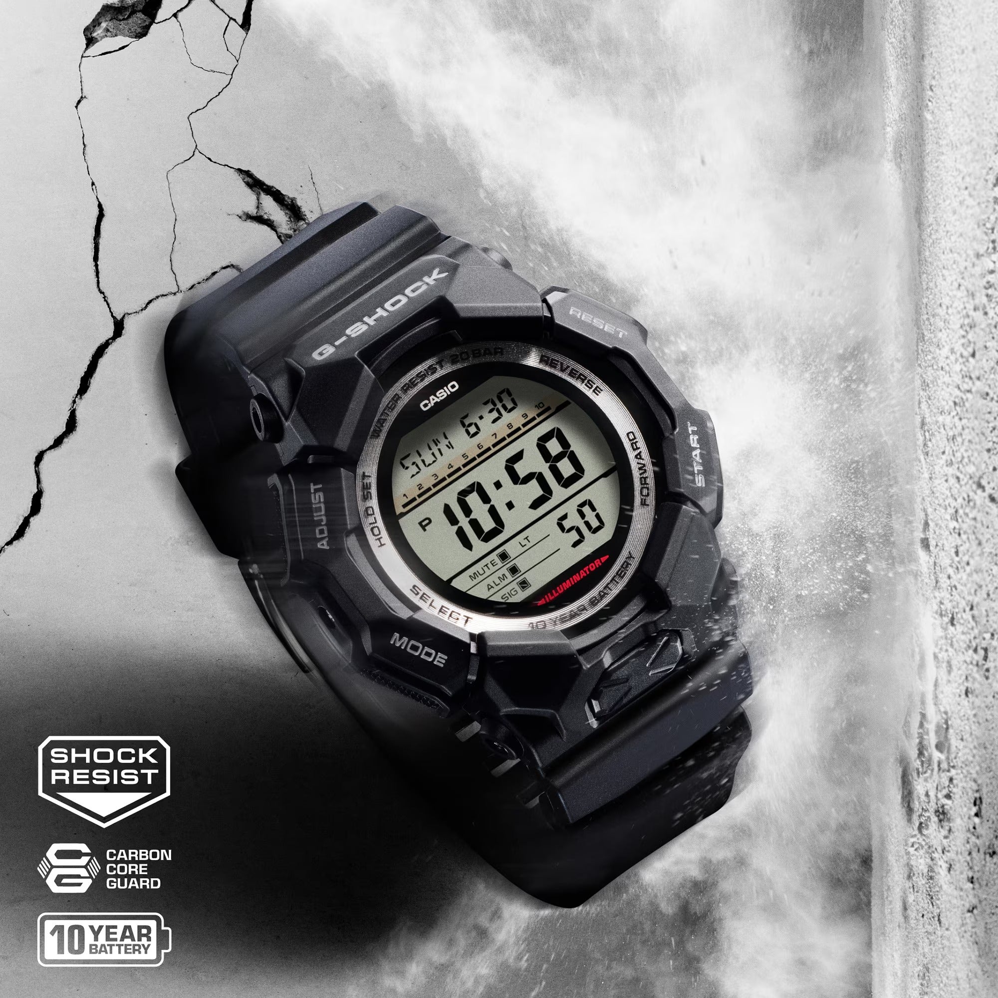 Casio G-SHOCK Digital GD-010 Series Mens Watch Grey 55mm GD-010-1CR