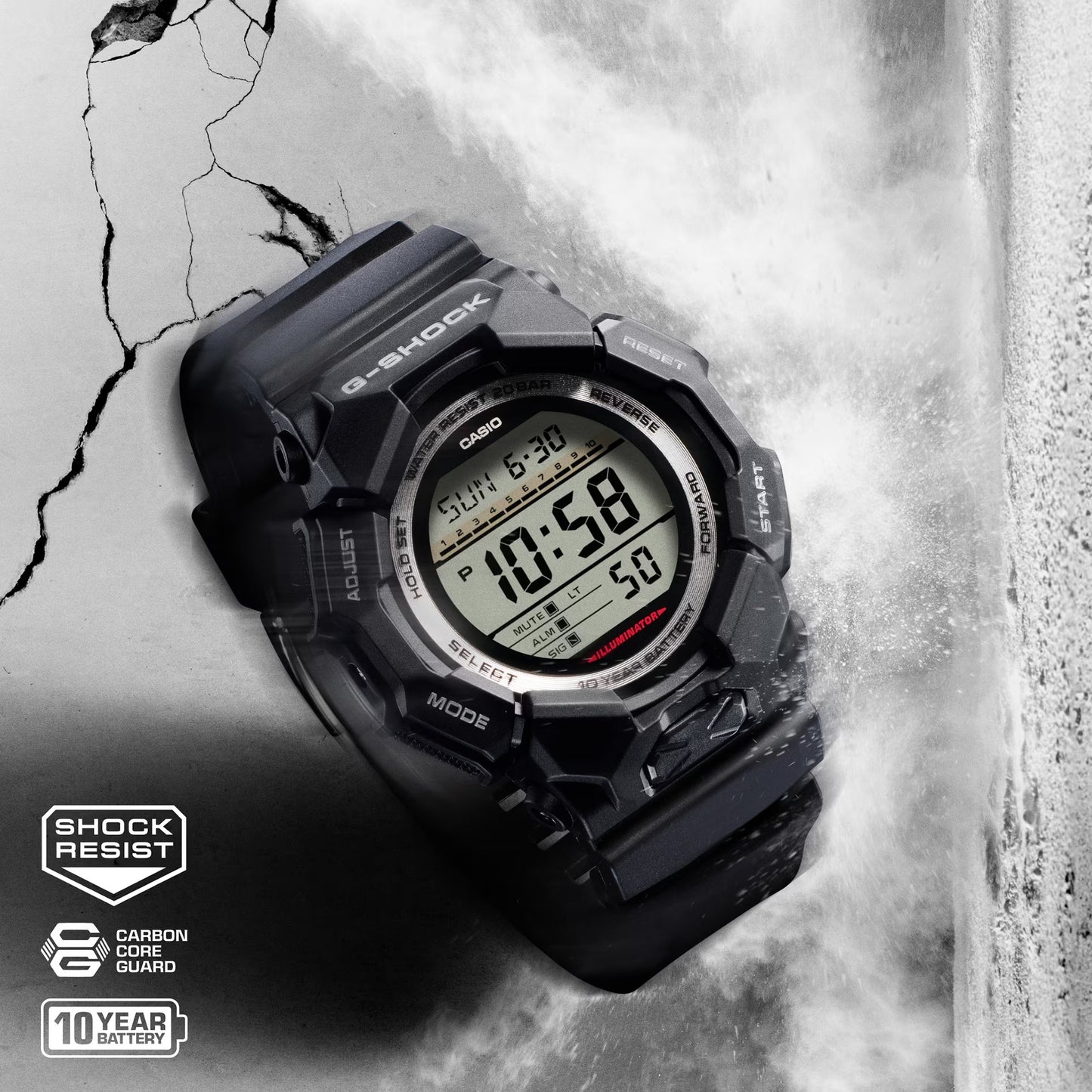 Casio G-SHOCK Digital GD-010 Series Mens Watch Grey 55mm GD-010-1CR