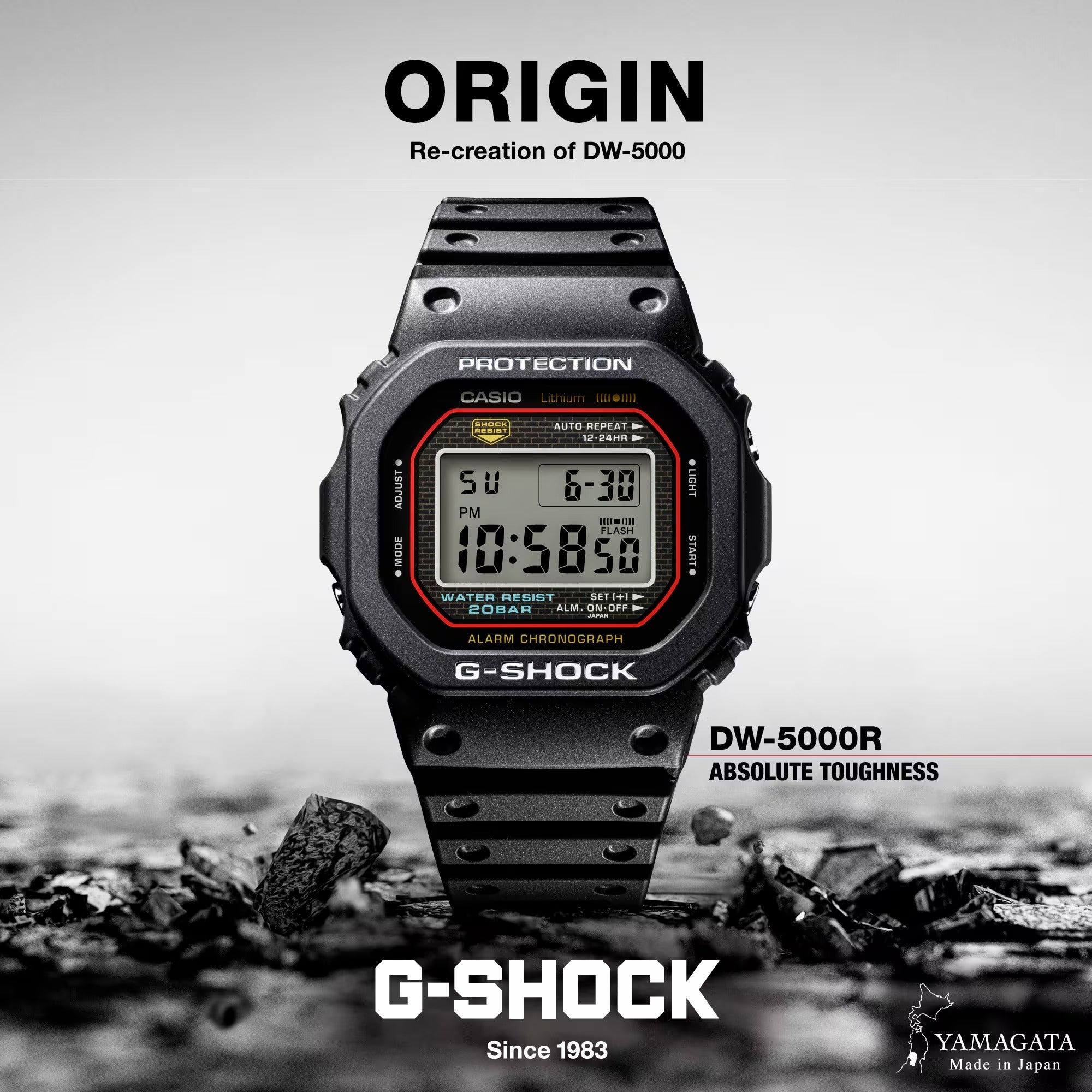 Casio G-Shock Digital 5000 Series Black Resin Watch 42.3mm - DW5000R-1A