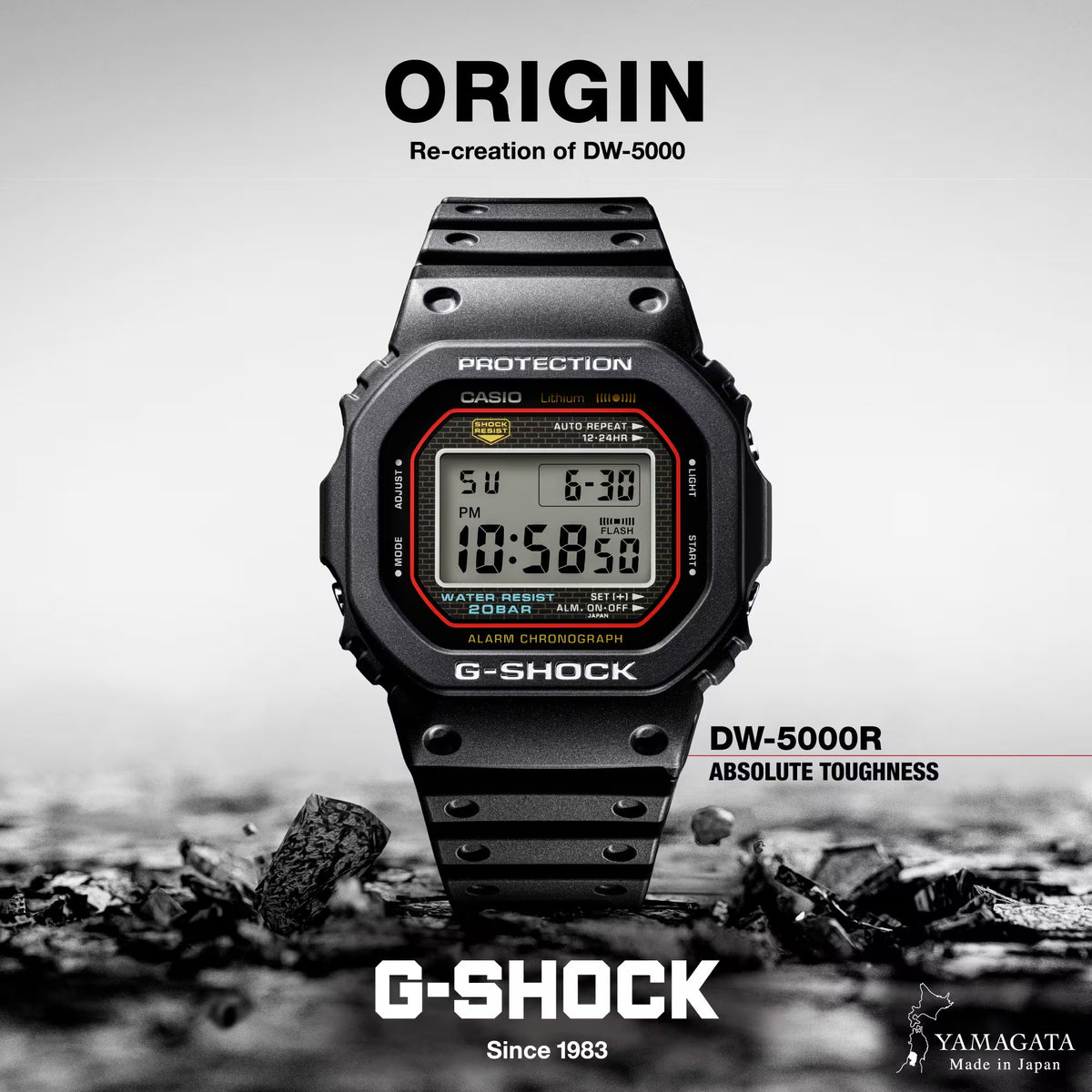 Casio G-Shock Digital 5000 Series Black Resin Watch 42.3mm - DW5000R-1A