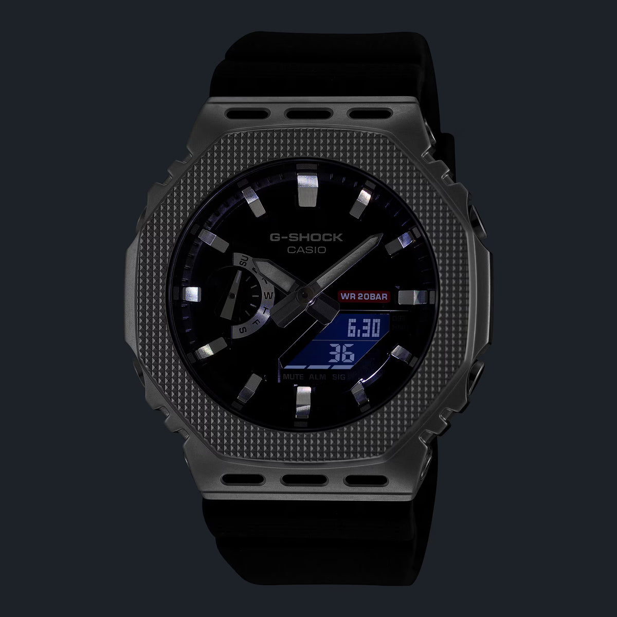 Men's Casio G-Shock G-Steel Analog/Digital Watch with Black Dial and Black Resin Strap (Model: GM2100M-1A)