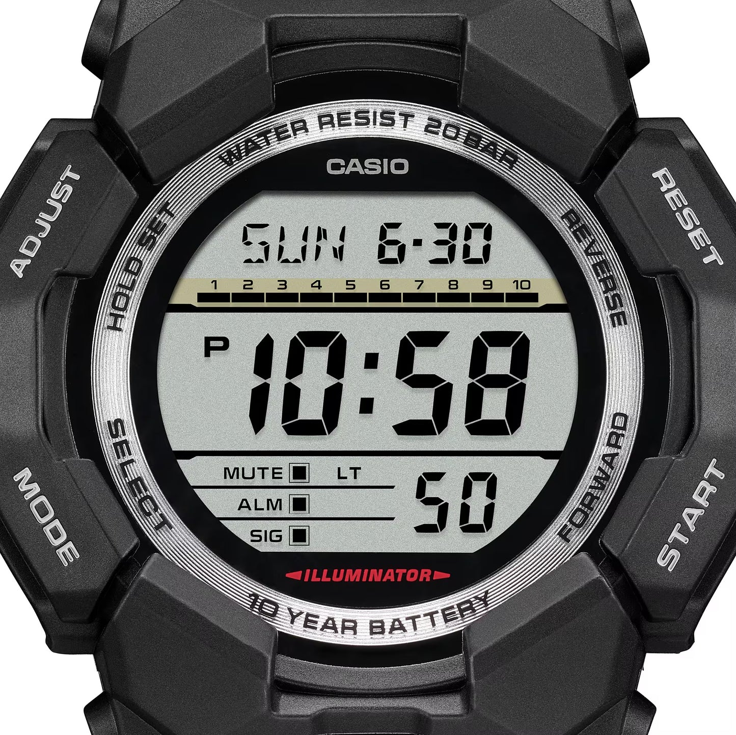 Casio G-SHOCK Digital GD-010 Series Mens Watch Grey 55mm GD-010-1CR