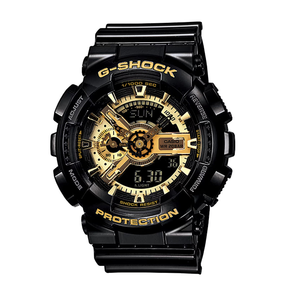 Casio Men's Alarm Watch - G-Shock Dive Resin Strap Ana-Digi Black Dial | GA110MB-1A