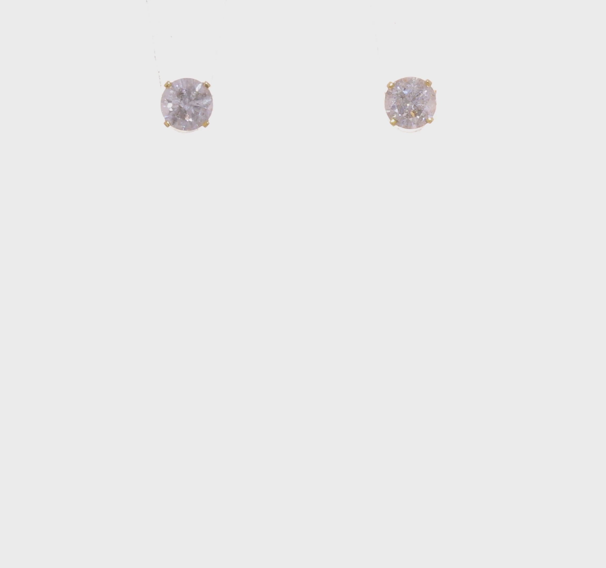 14kt Yellow Gold .95ct. I2 K-L Diamond Stud Push-on Post Earrings