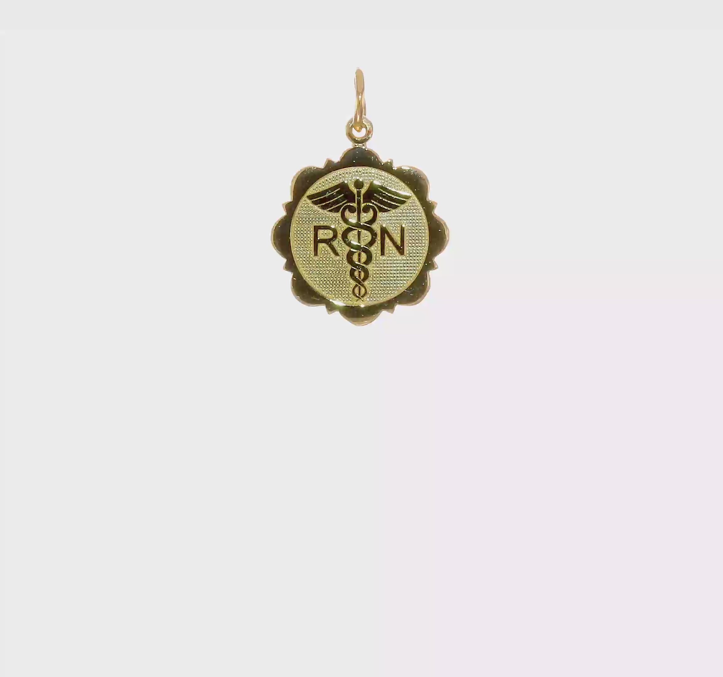14kt Yellow Gold RN Registered Nurse Disc Charm