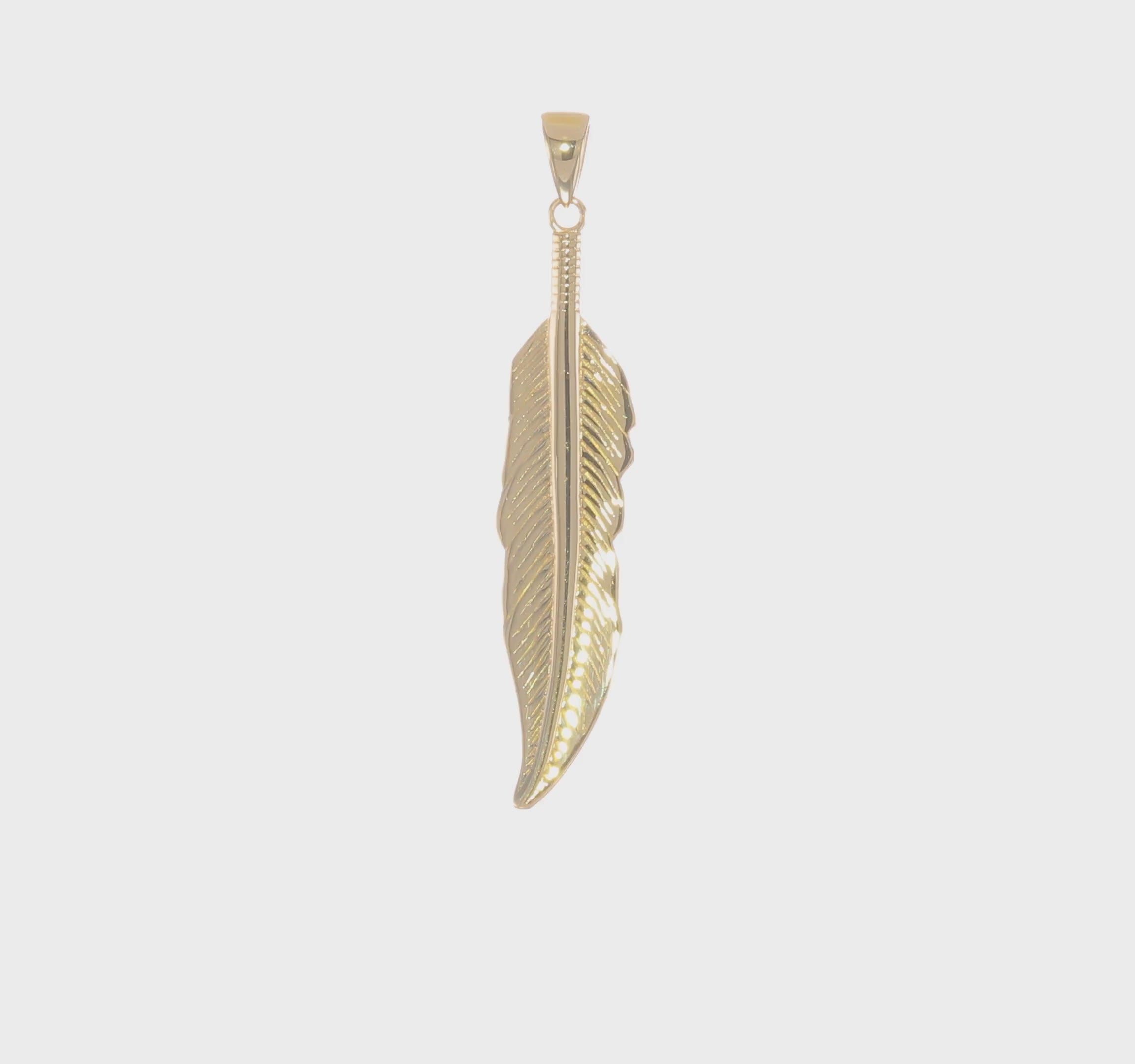 14KT Yellow Gold Feather Pendant