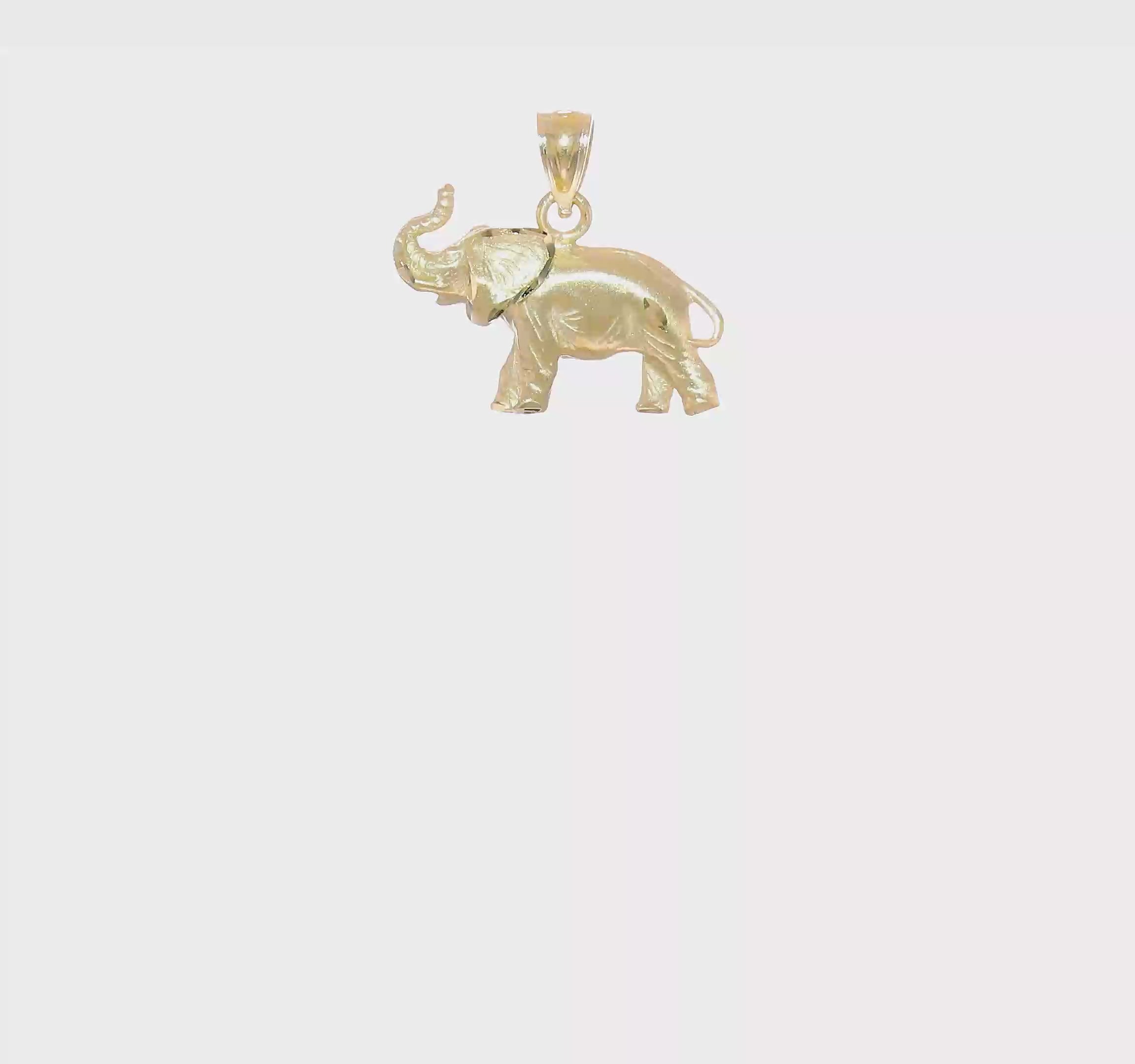 10KT Yellow Gold Diamond-cut Elephant Pendant