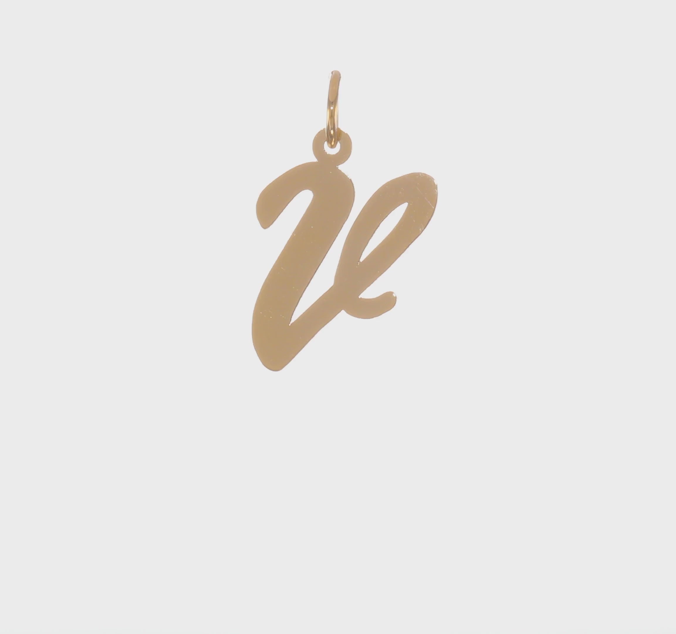 14kt Yellow Gold Large Script Letter V Initial Charm