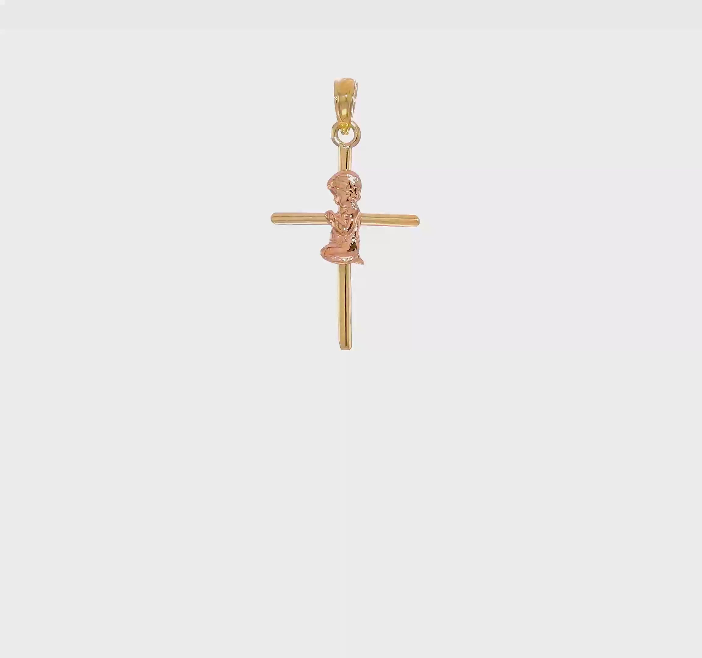 10KT Two-Tone 2-D Boy On Cross Charm