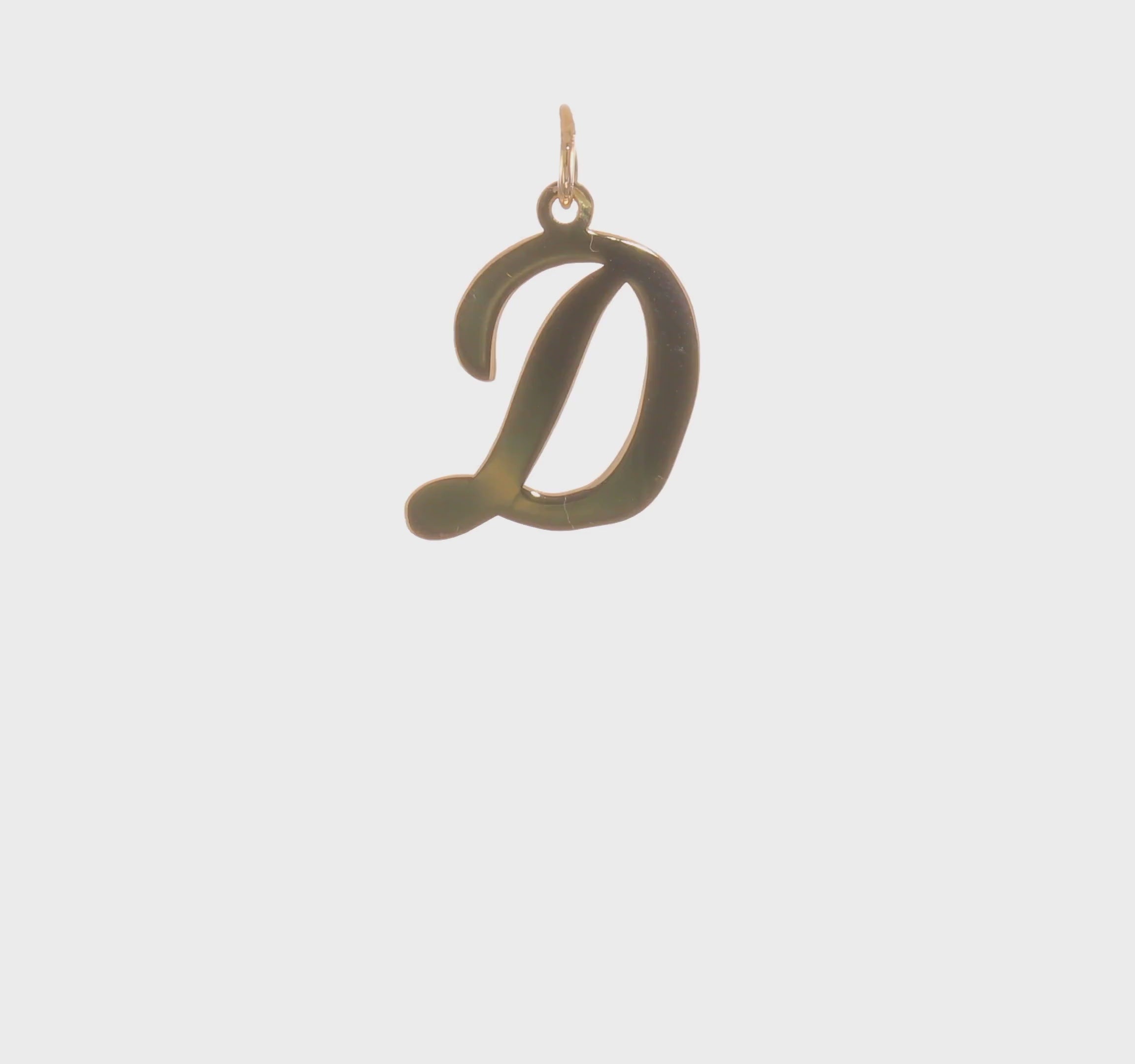 14kt Yellow Gold Large Script Letter D Initial Charm
