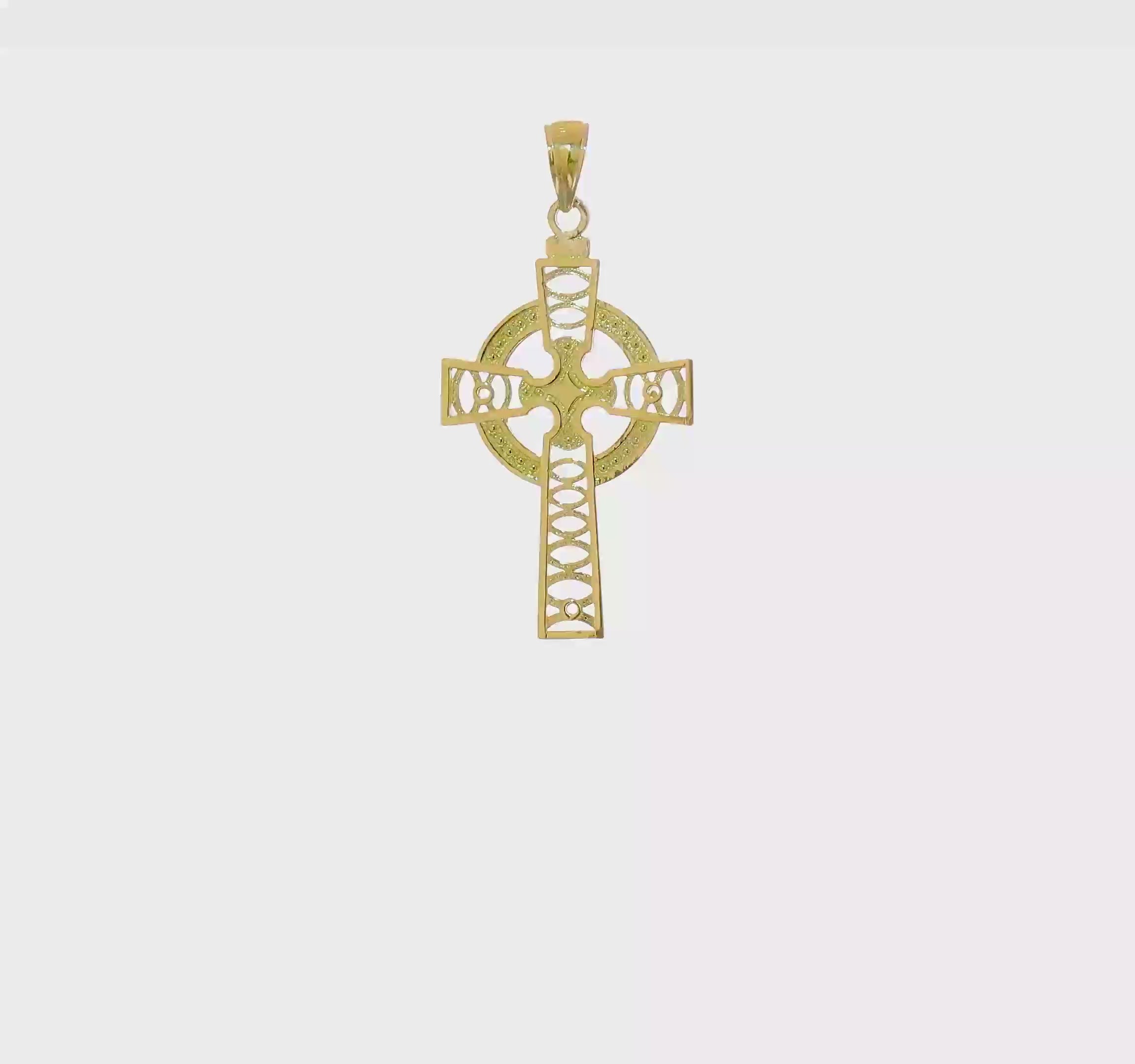 10KT Yellow Gold Celtic Cross w/Eternity Circle Pendant