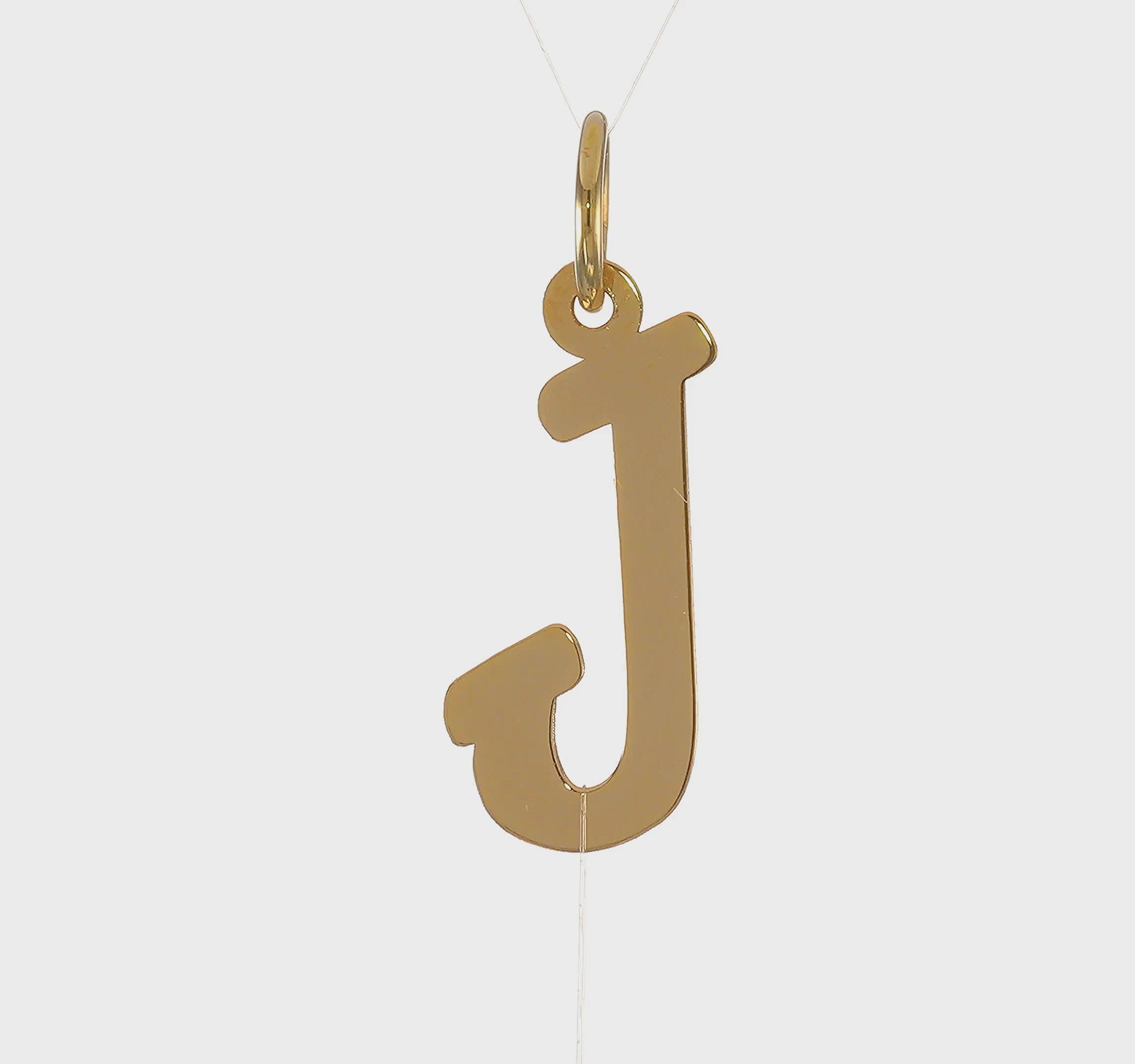 14kt Yellow Gold Medium Script Letter J Initial Charm