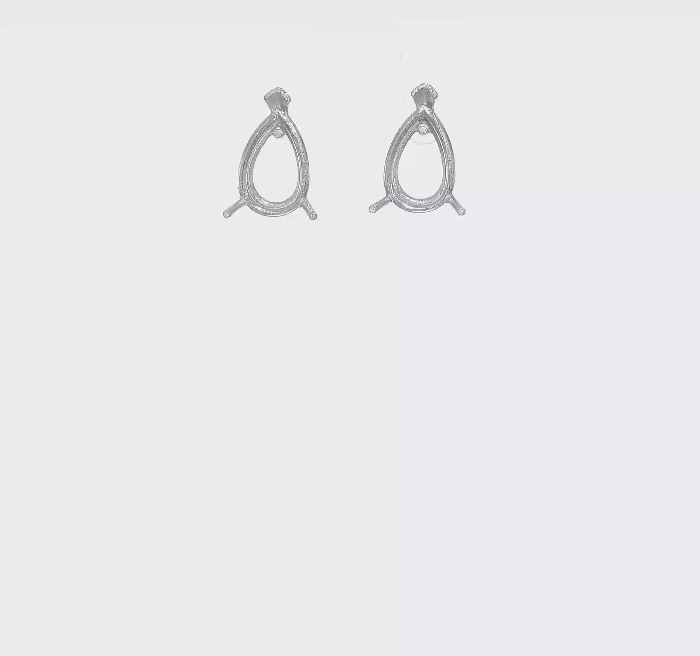 14kt White Gold 12x8 Pear Earring Mountings