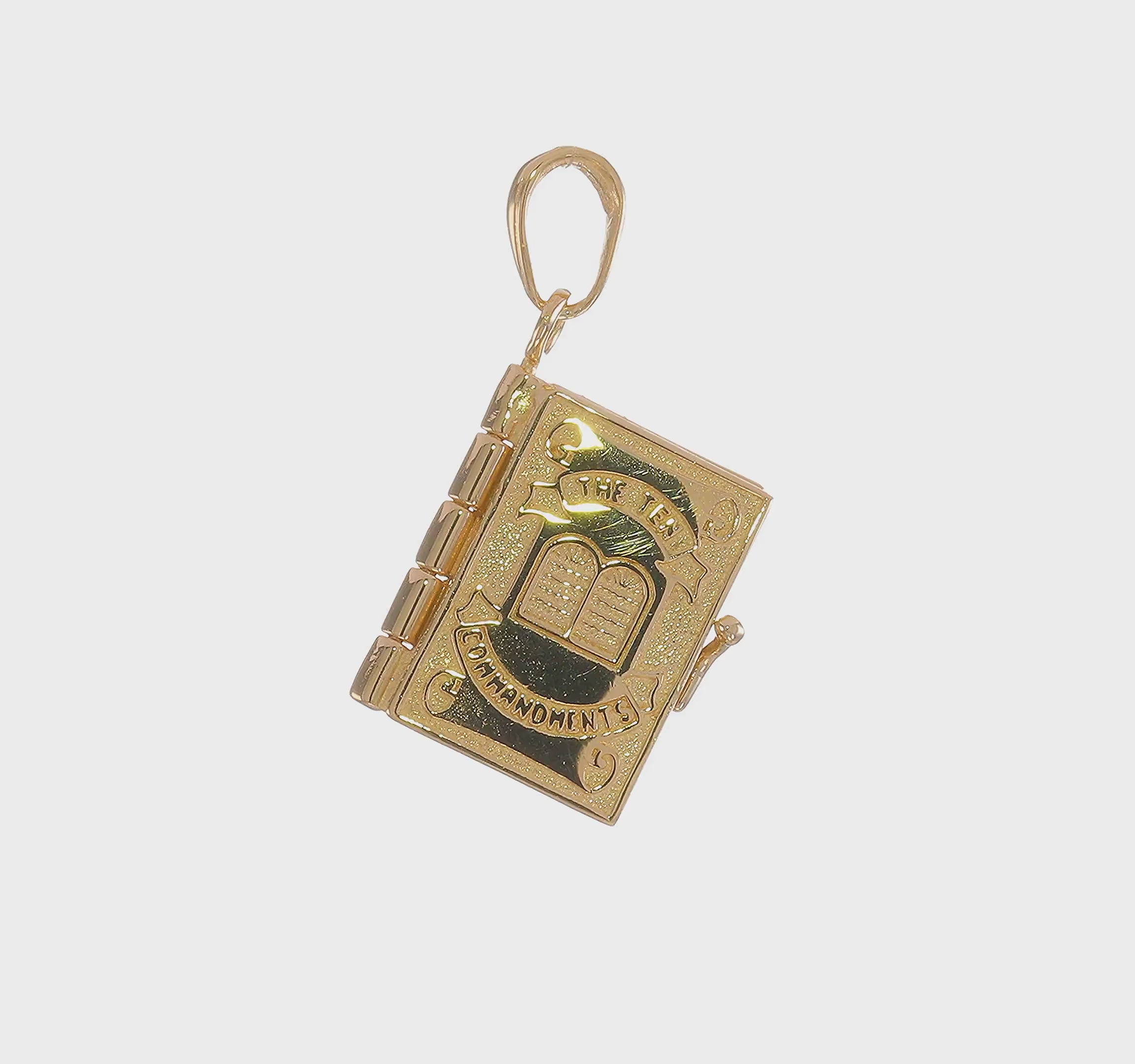 14kt Yellow Gold 3D Ten Commandments Bible Pendant