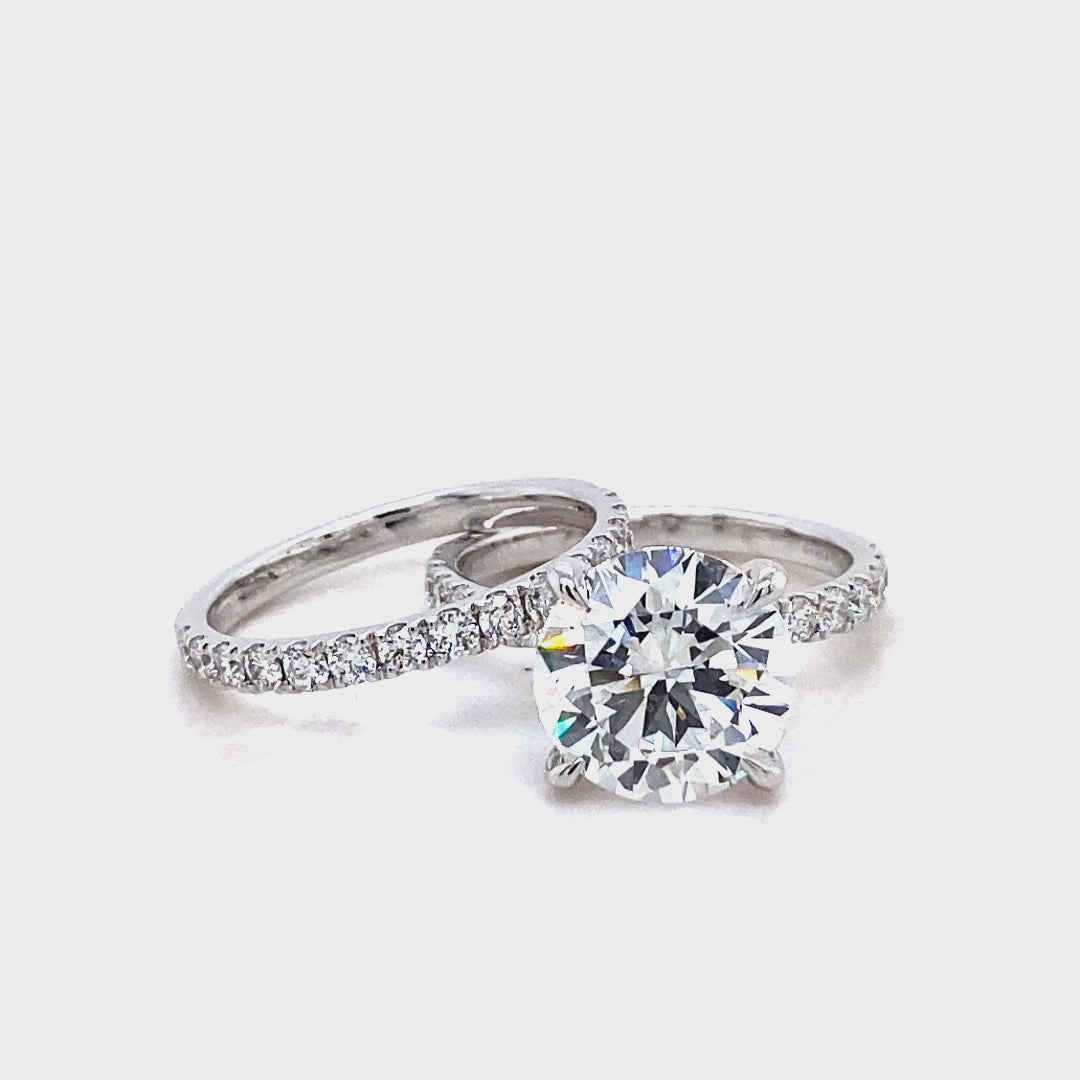 14kt White Gold 5.23 CTW  Round  Shape  Lab Diamond Bridal Ring Set