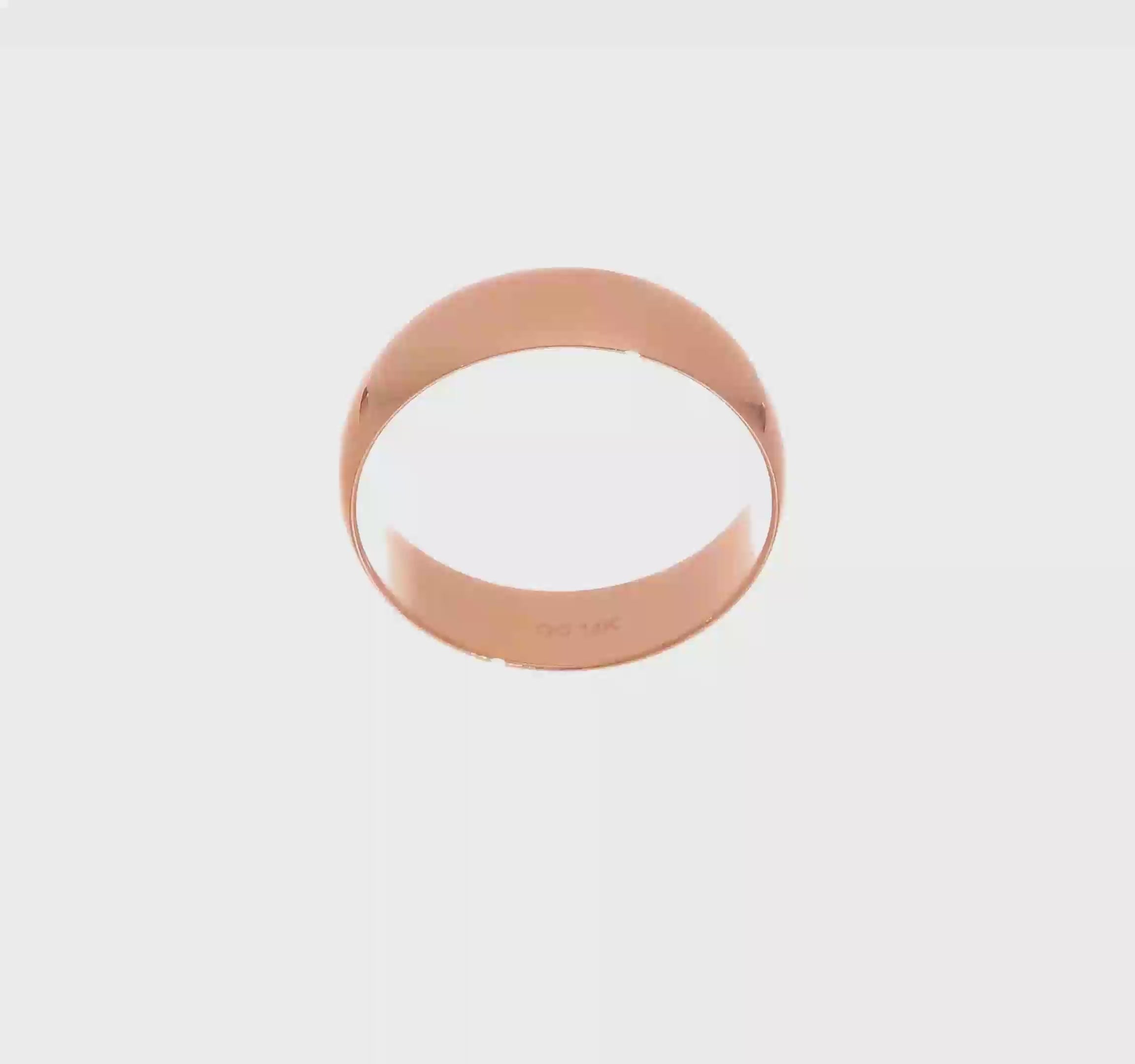14kt Rose Gold 6mm Lightweight Half Round Wedding Band Size 8
