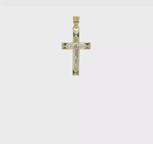 10kt Yellow Gold w/ Rhodium Small Crucifix Pendant