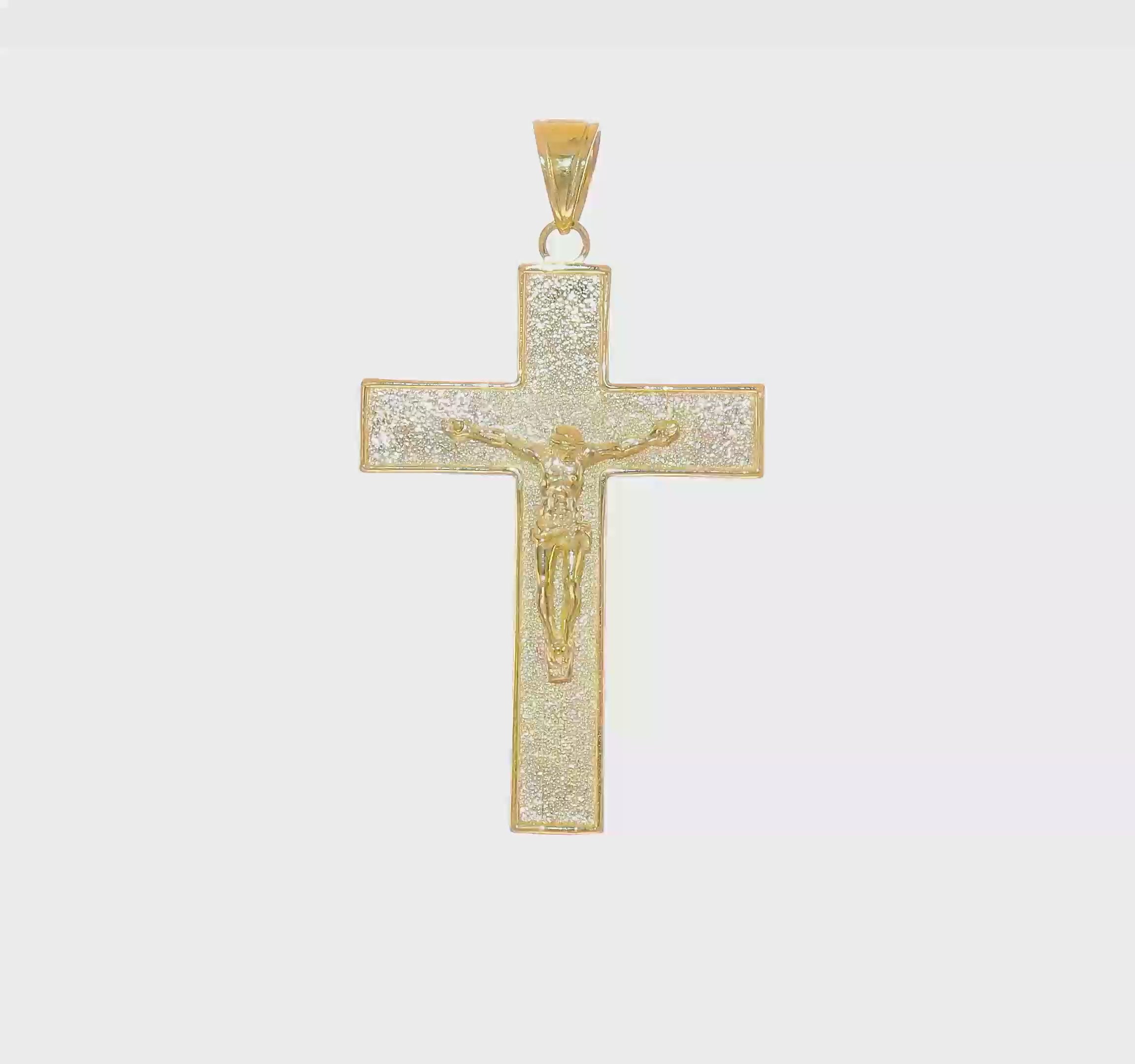 10kt Yellow Gold Textured Crucifix Latin Cross Pendant