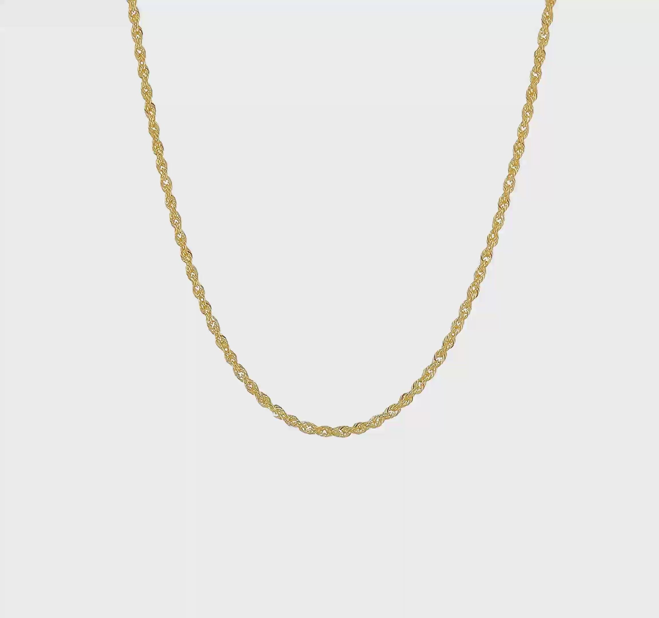 14KT Yellow Gold 24 inch 2mm Regular Rope with Lobster Clasp Chain