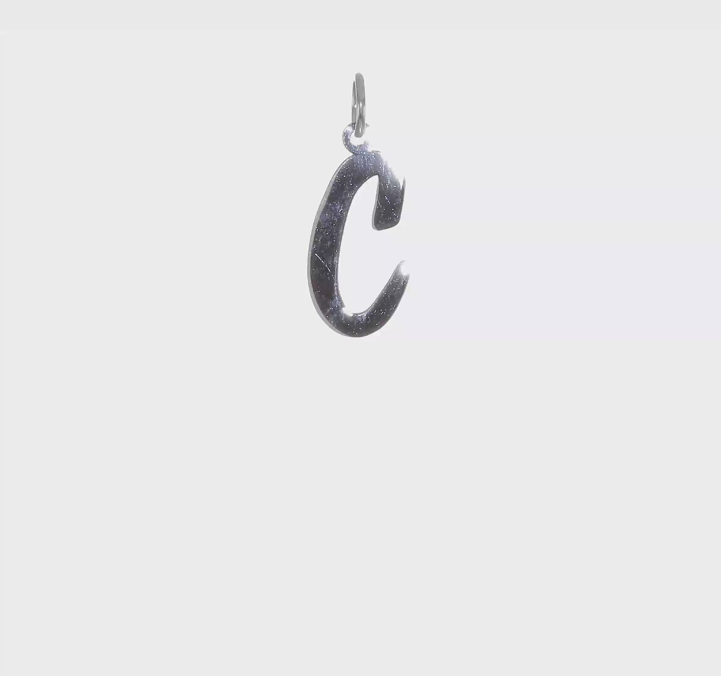 14kt White Gold Large Script Letter C Initial Charm