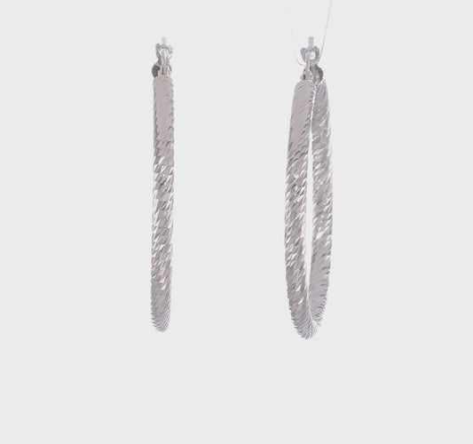 14kt White Gold 3mm Polished White Gold Diamond-cut Round Hoop Earrings