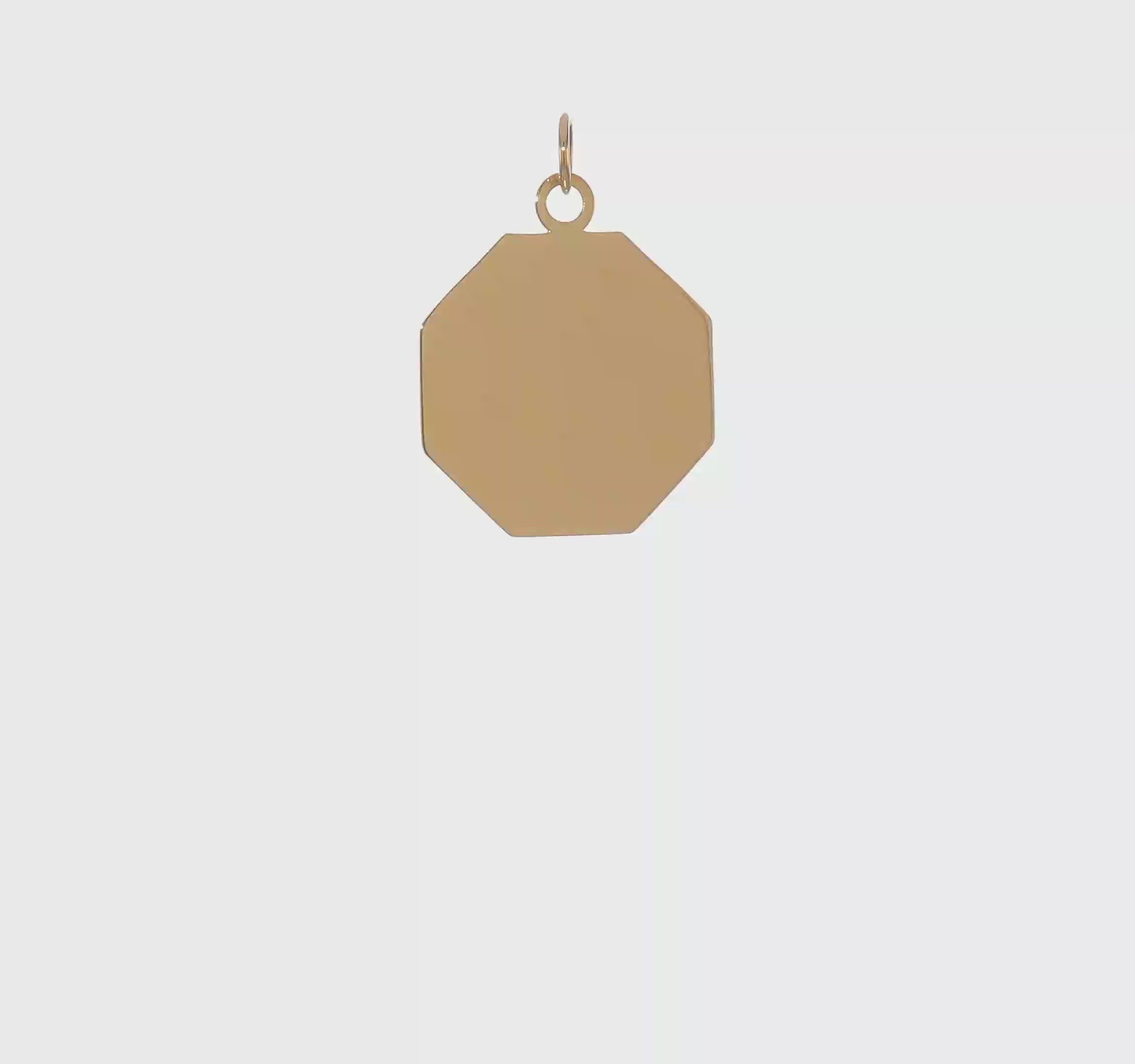 14kt Yellow Gold Plain .018 Gauge Engravable Octagonal Disc Charm