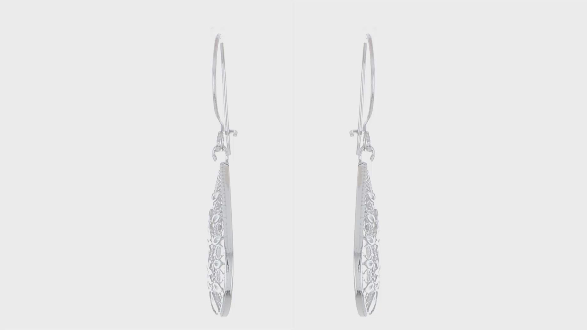 14KT White Gold D/C Dangle Earrings