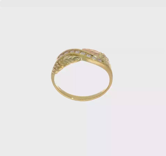 10kt Tri-Color Black Hills Gold Diamond Ring