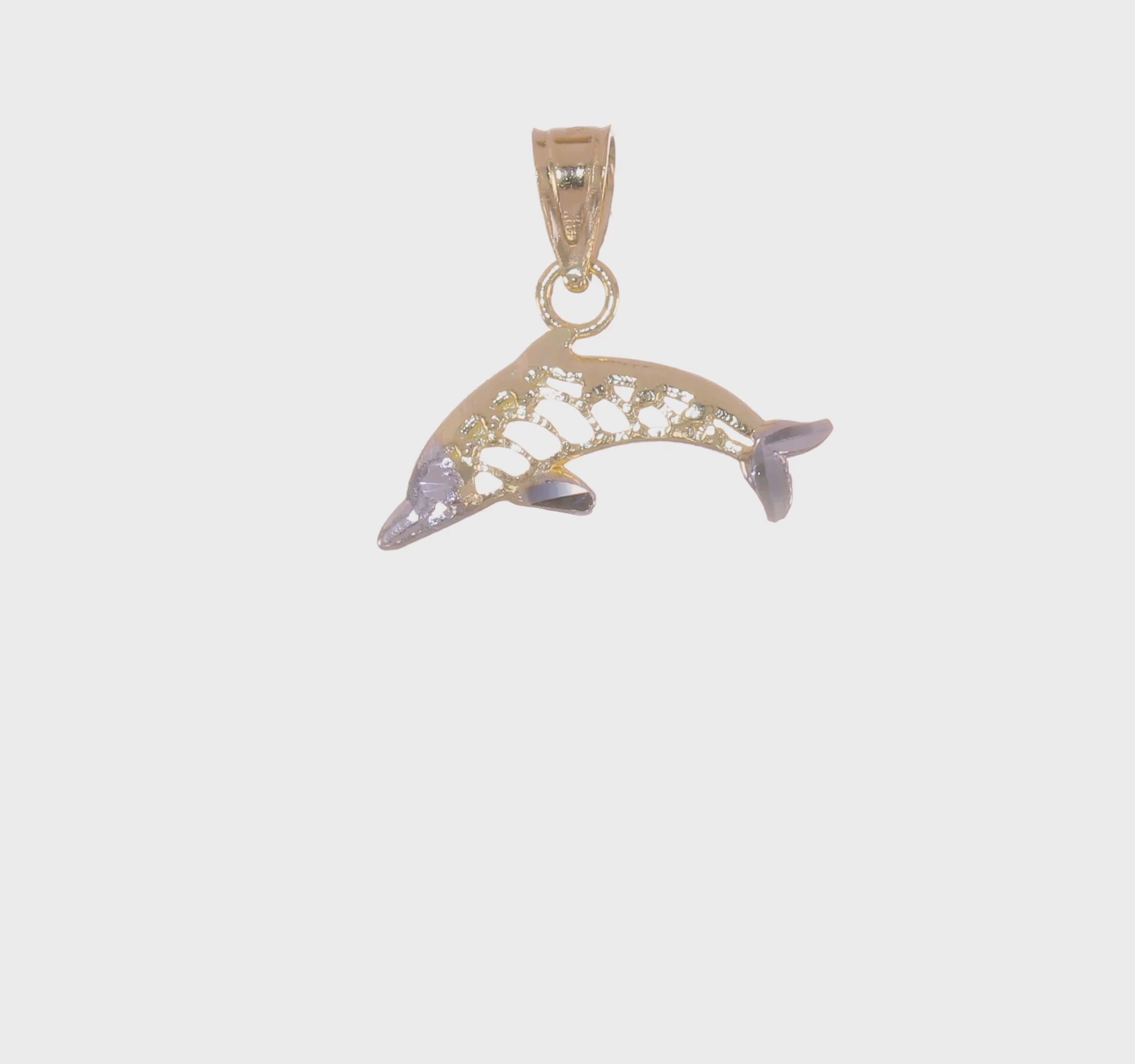10kt Yellow Gold w/Rhodium Dolphin Charm