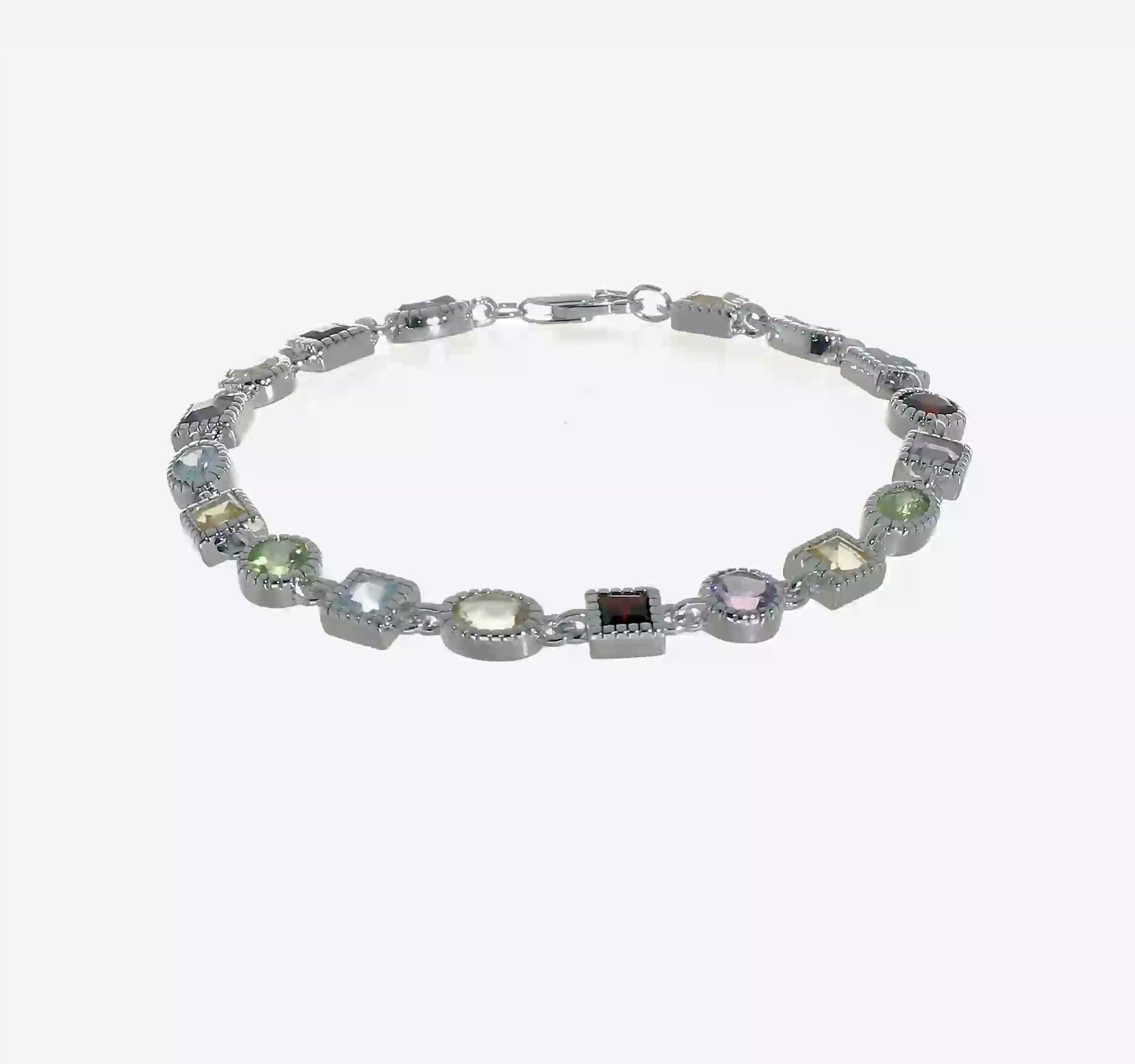 Sterling silver multi gemstone bracelet