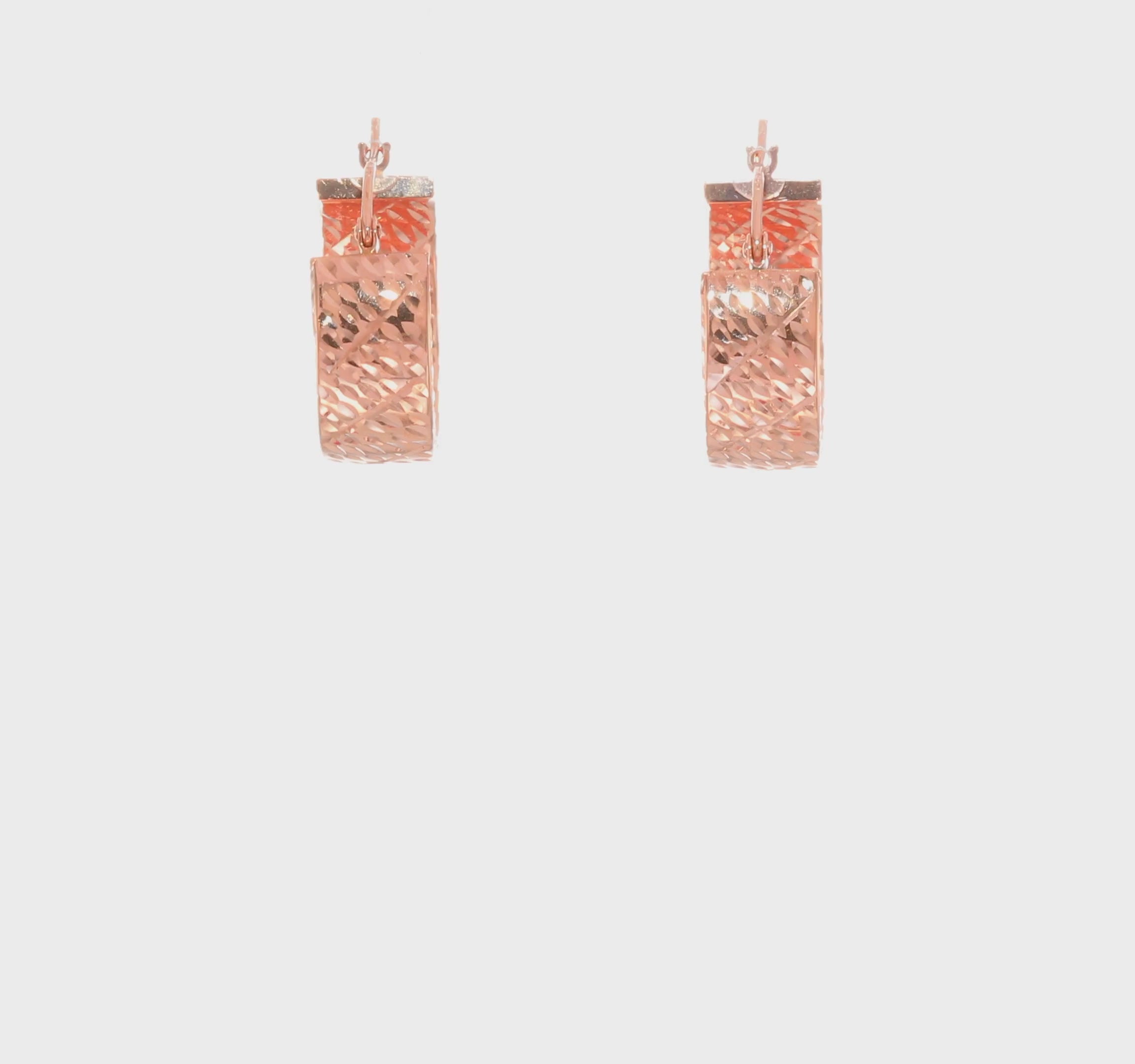 14kt Rose Gold Diamond Cut Hoop Earrings